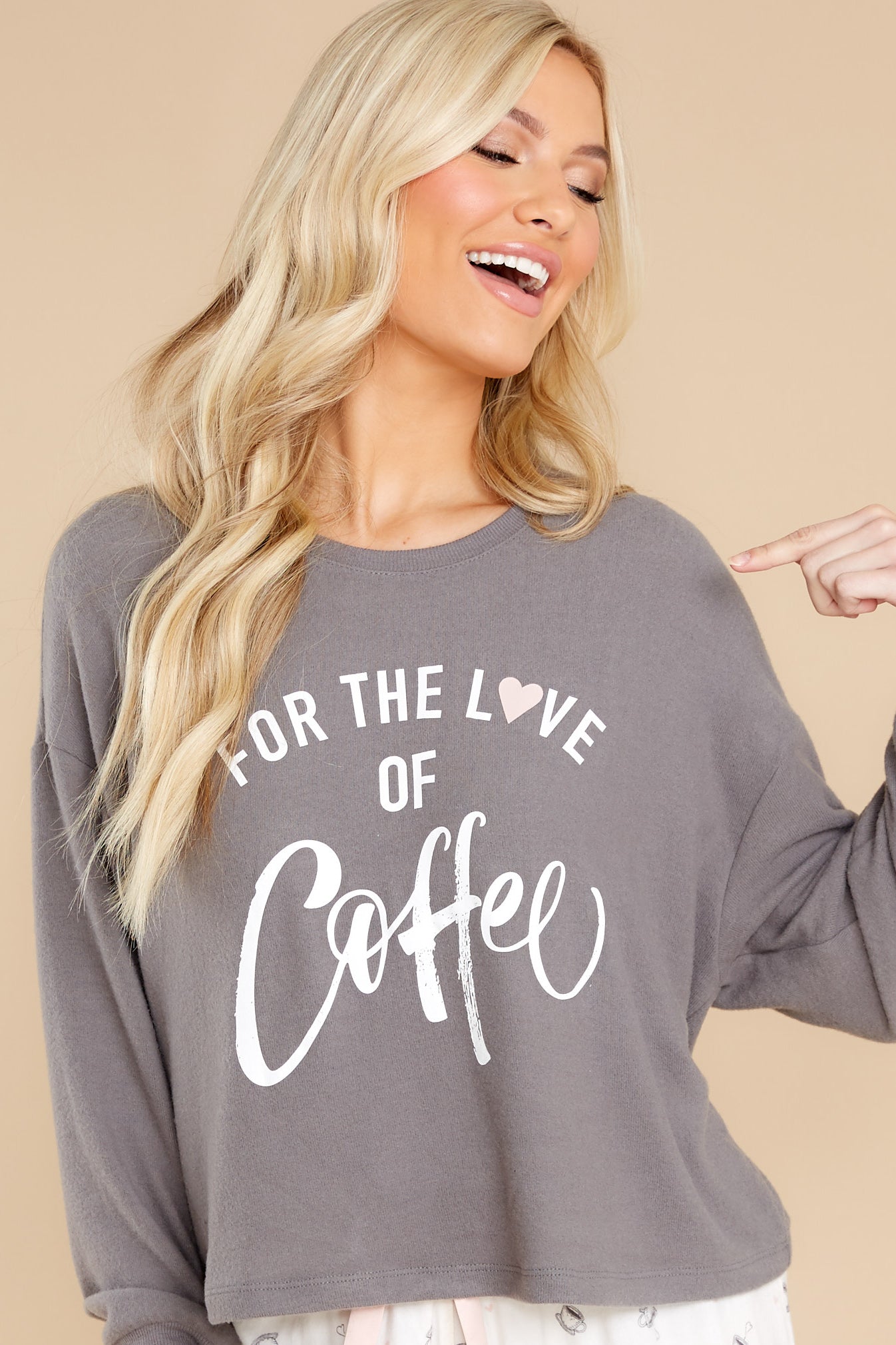 Lina Coffee Slate Grey Long Sleeve Top