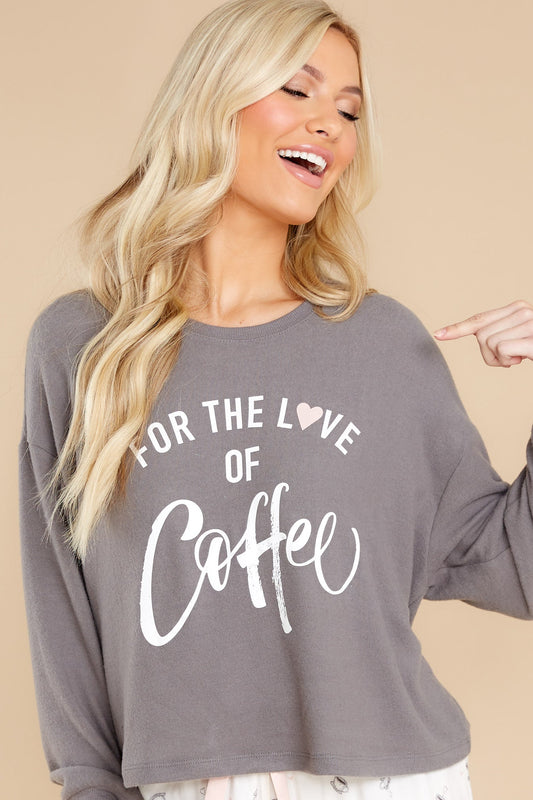Lina Coffee Slate Grey Long Sleeve Top