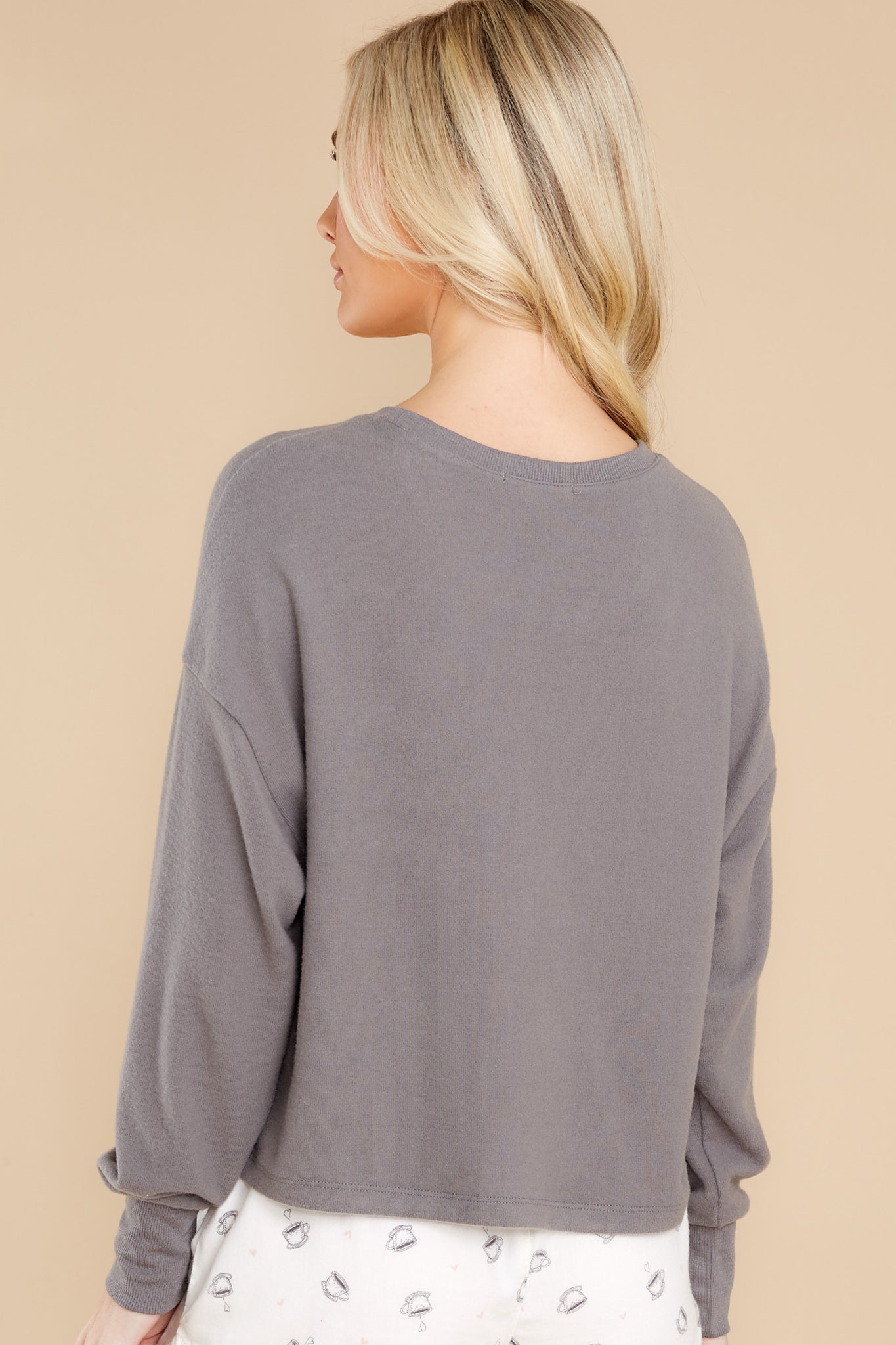 Lina Coffee Slate Grey Long Sleeve Top