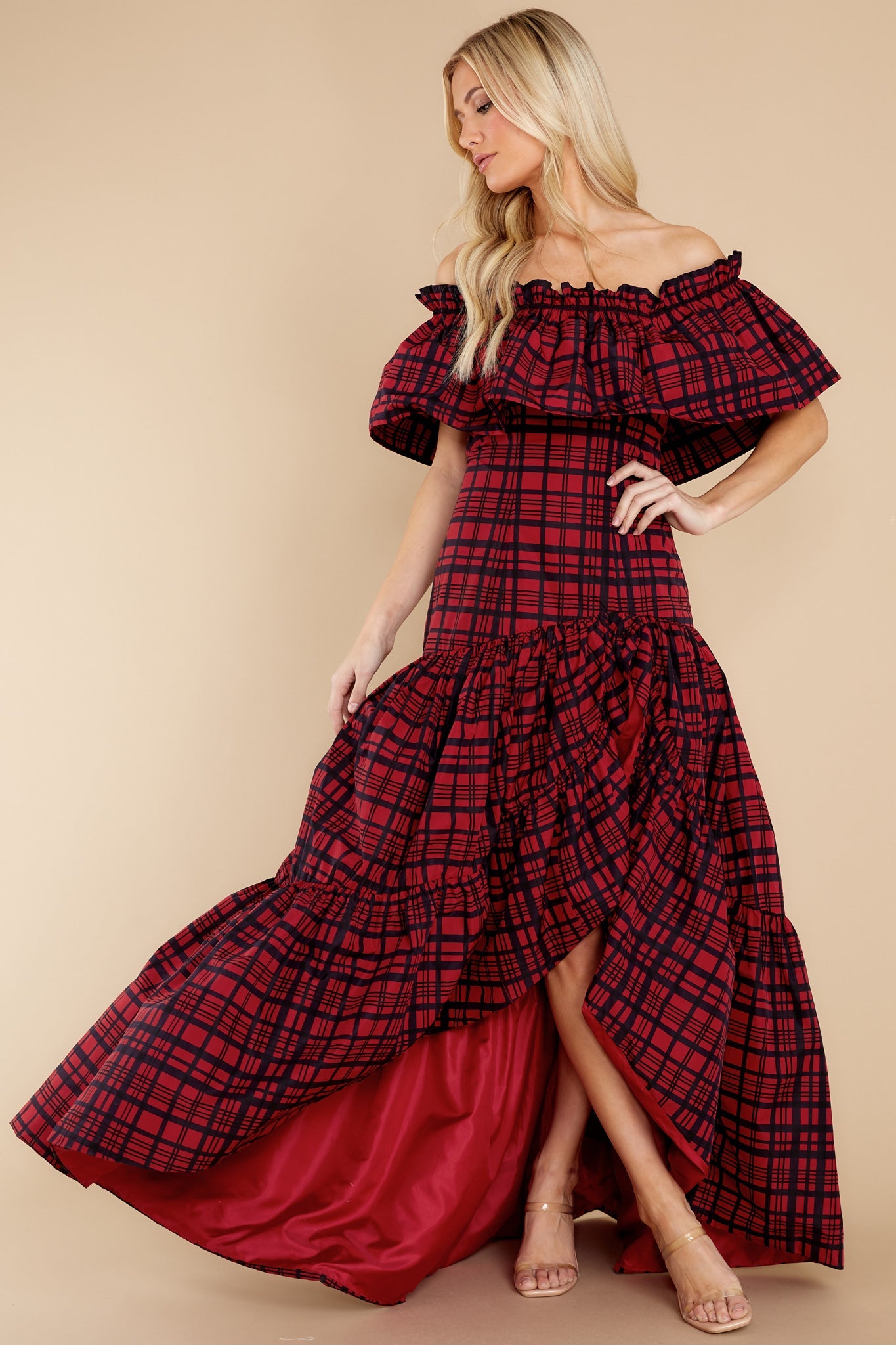 Martini Moody Ruby Plaid Midi Dress