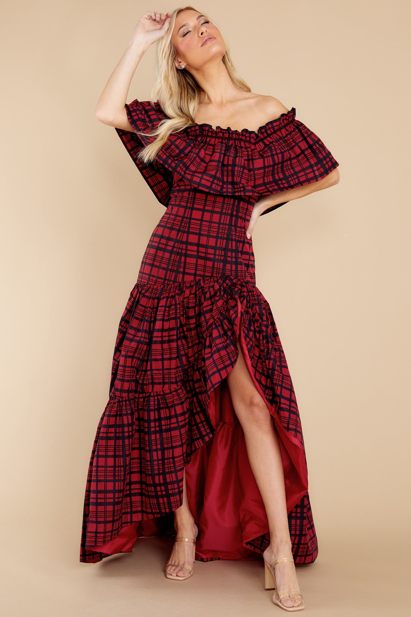 Martini Moody Ruby Plaid Midi Dress