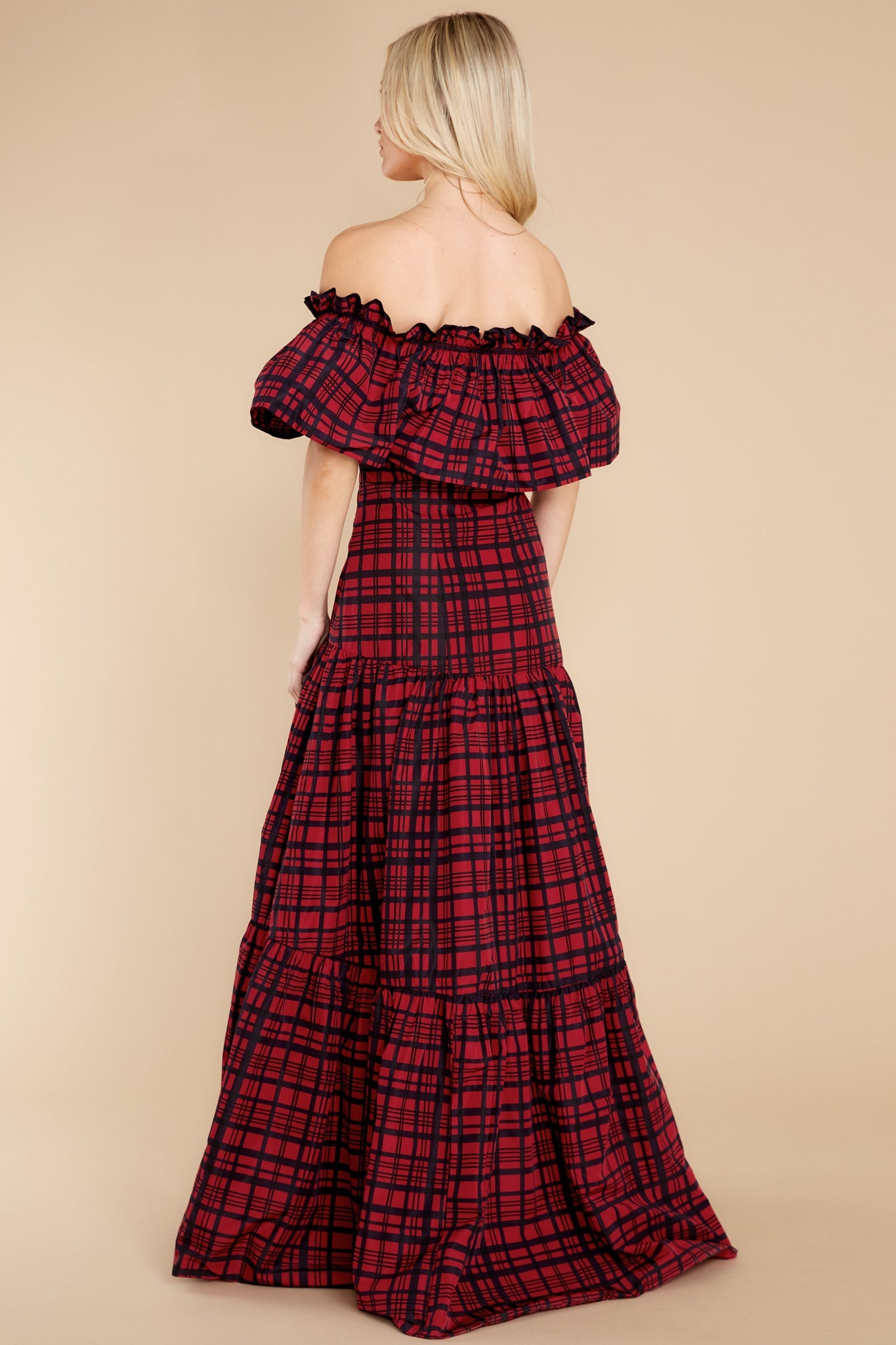 Martini Moody Ruby Plaid Midi Dress