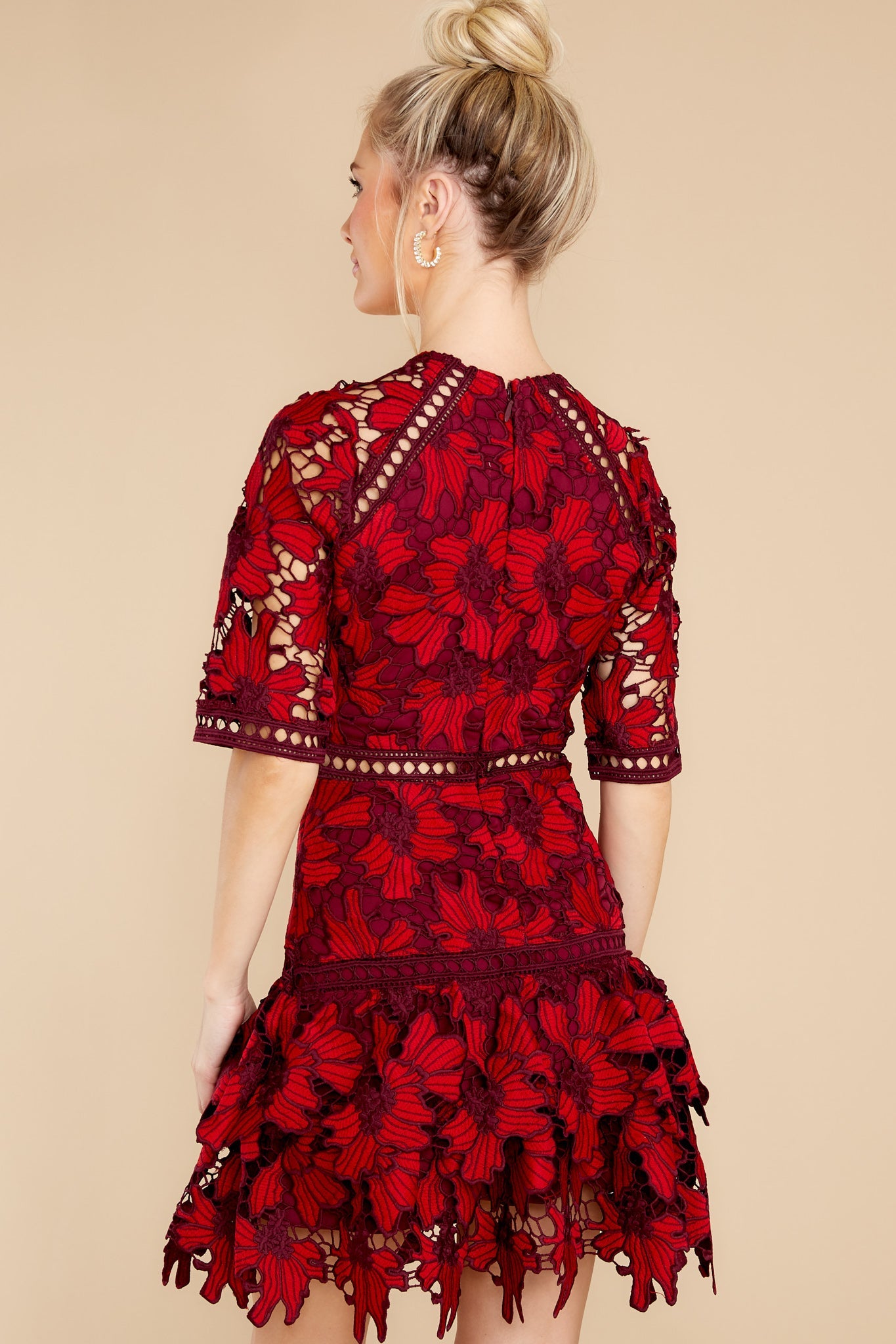 Oblivious Beauty Ruby Red Lace Dress