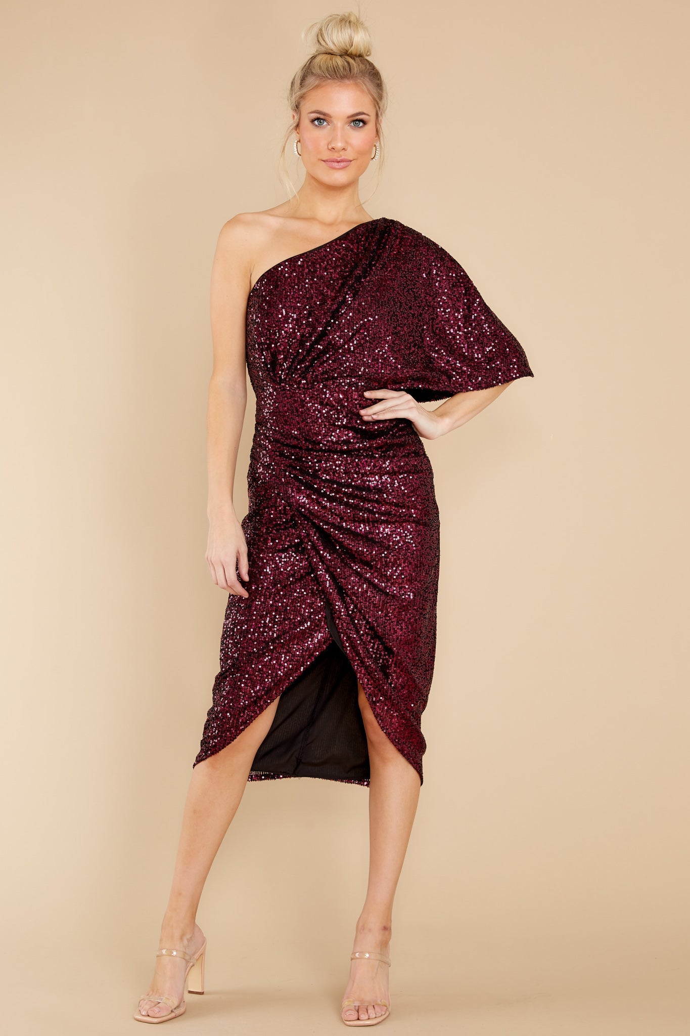 Without Rival Burgundy Sequin Dress