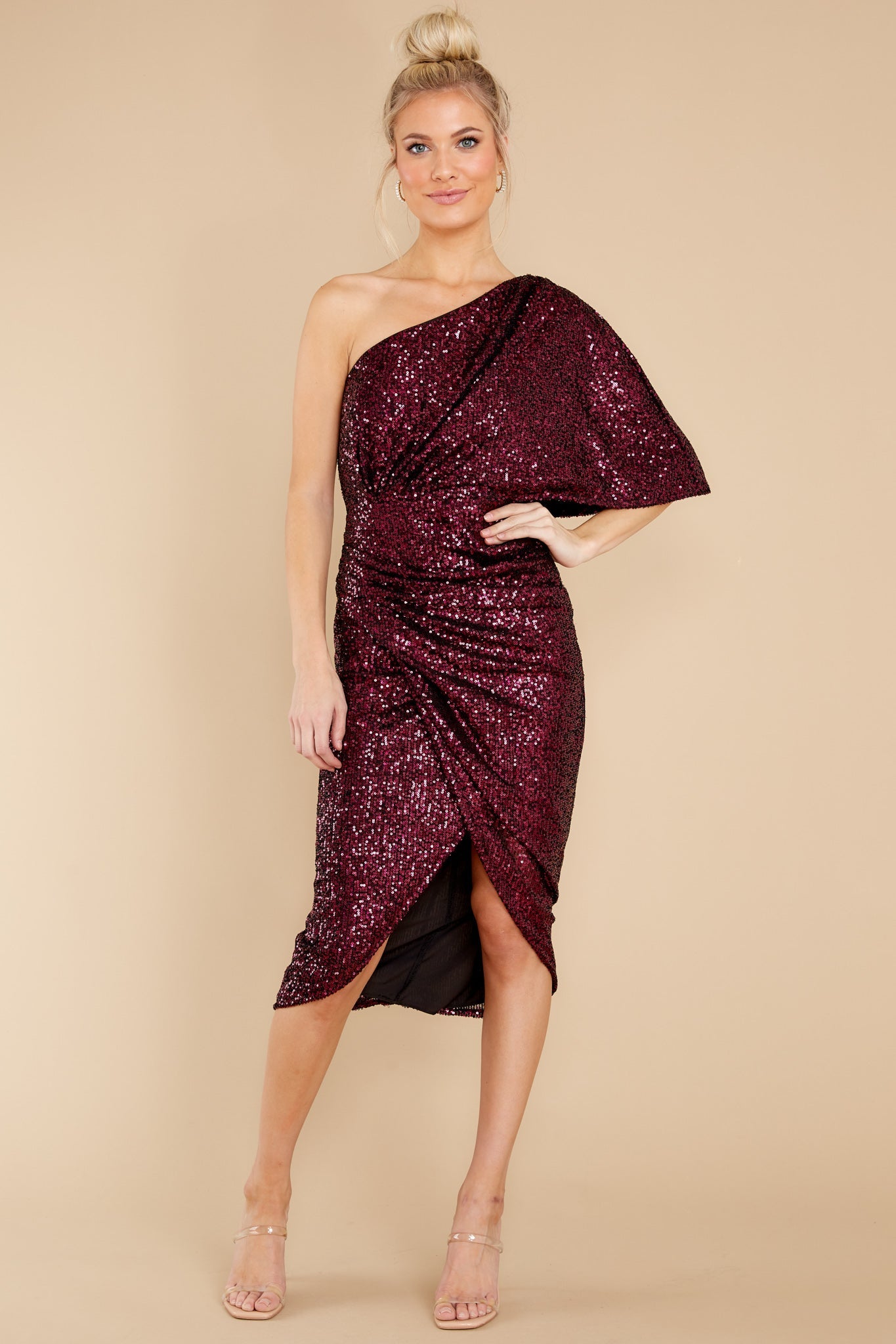 Without Rival Burgundy Sequin Dress