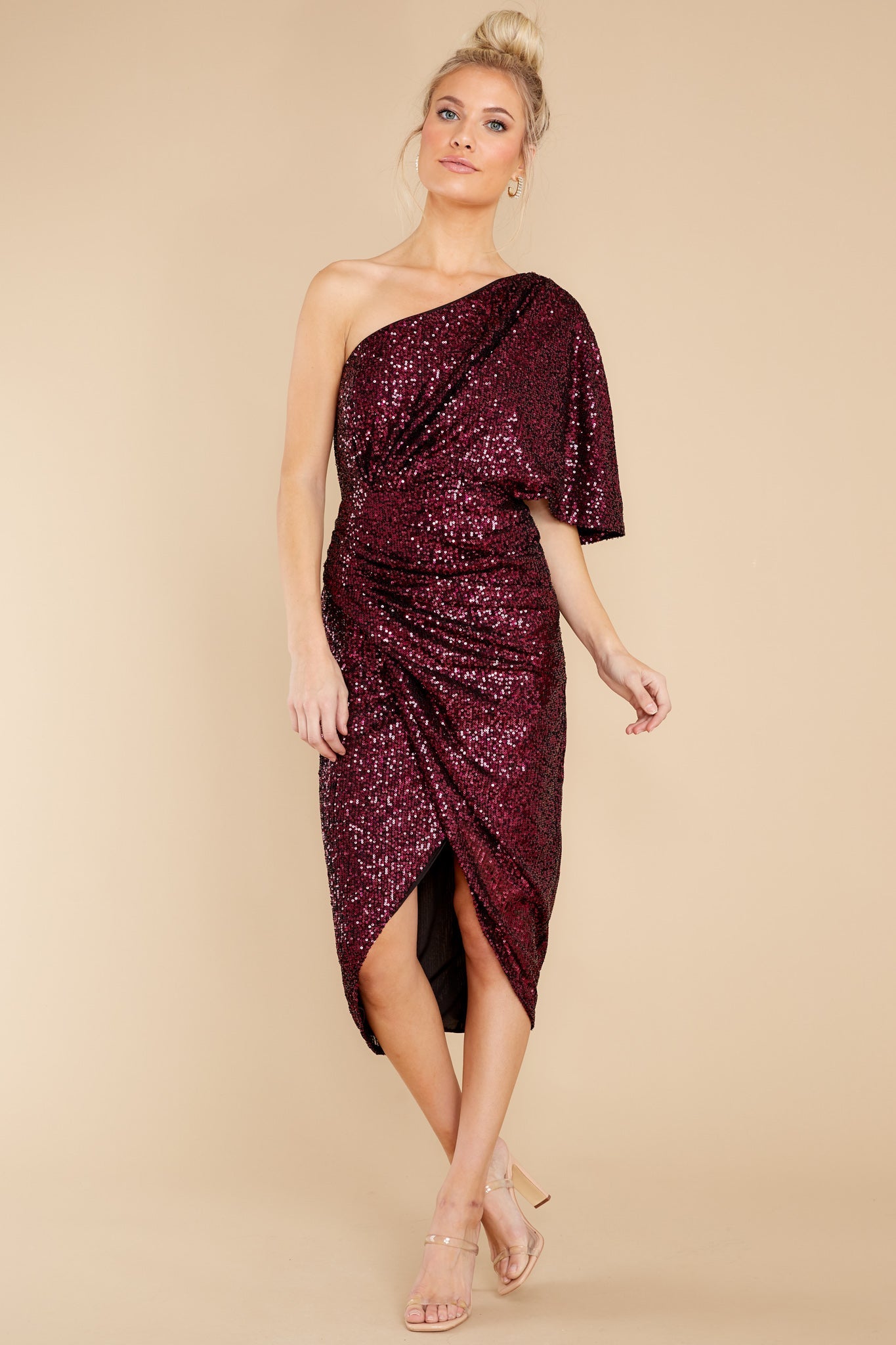 Without Rival Burgundy Sequin Dress