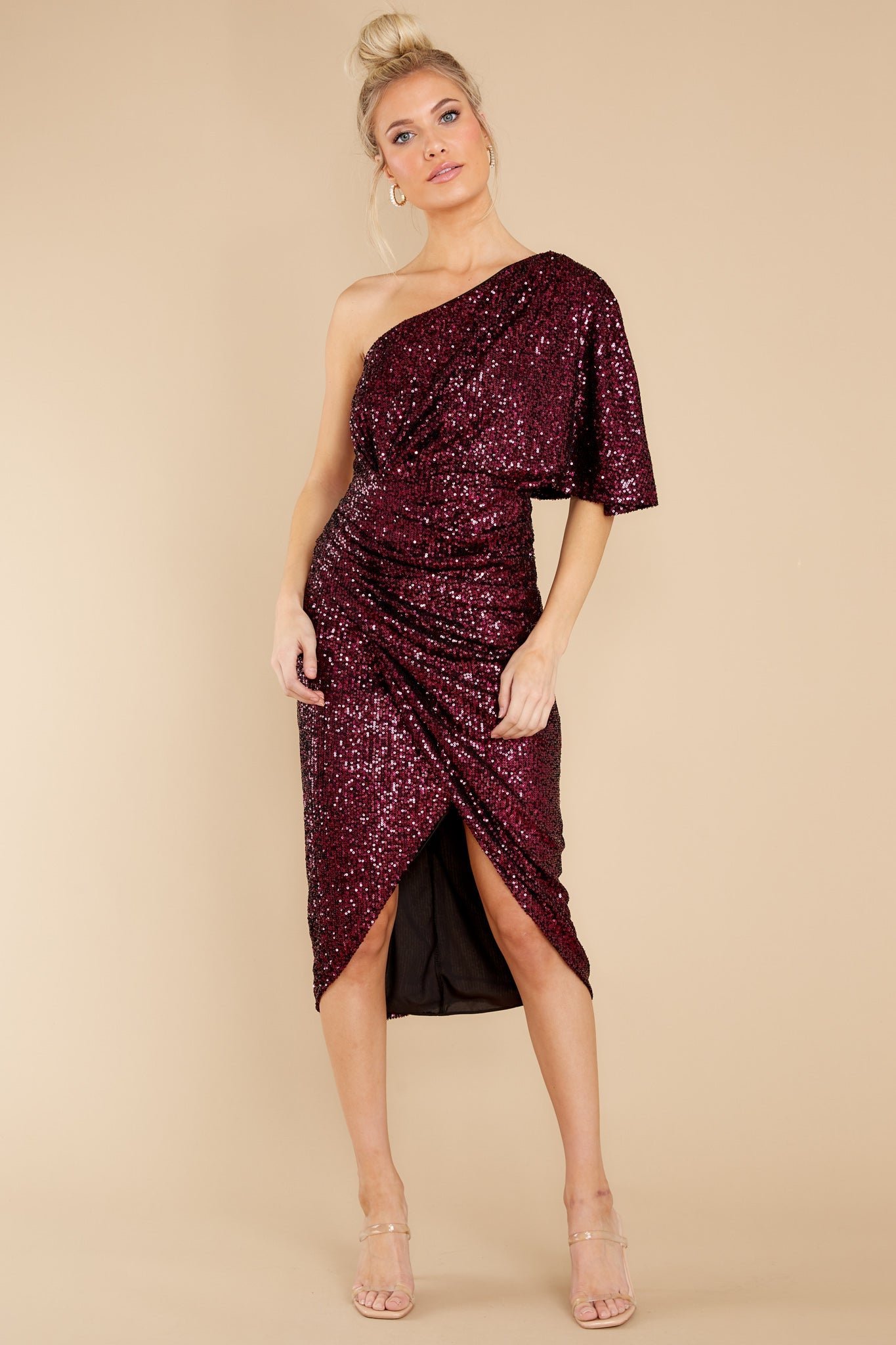 Without Rival Burgundy Sequin Dress