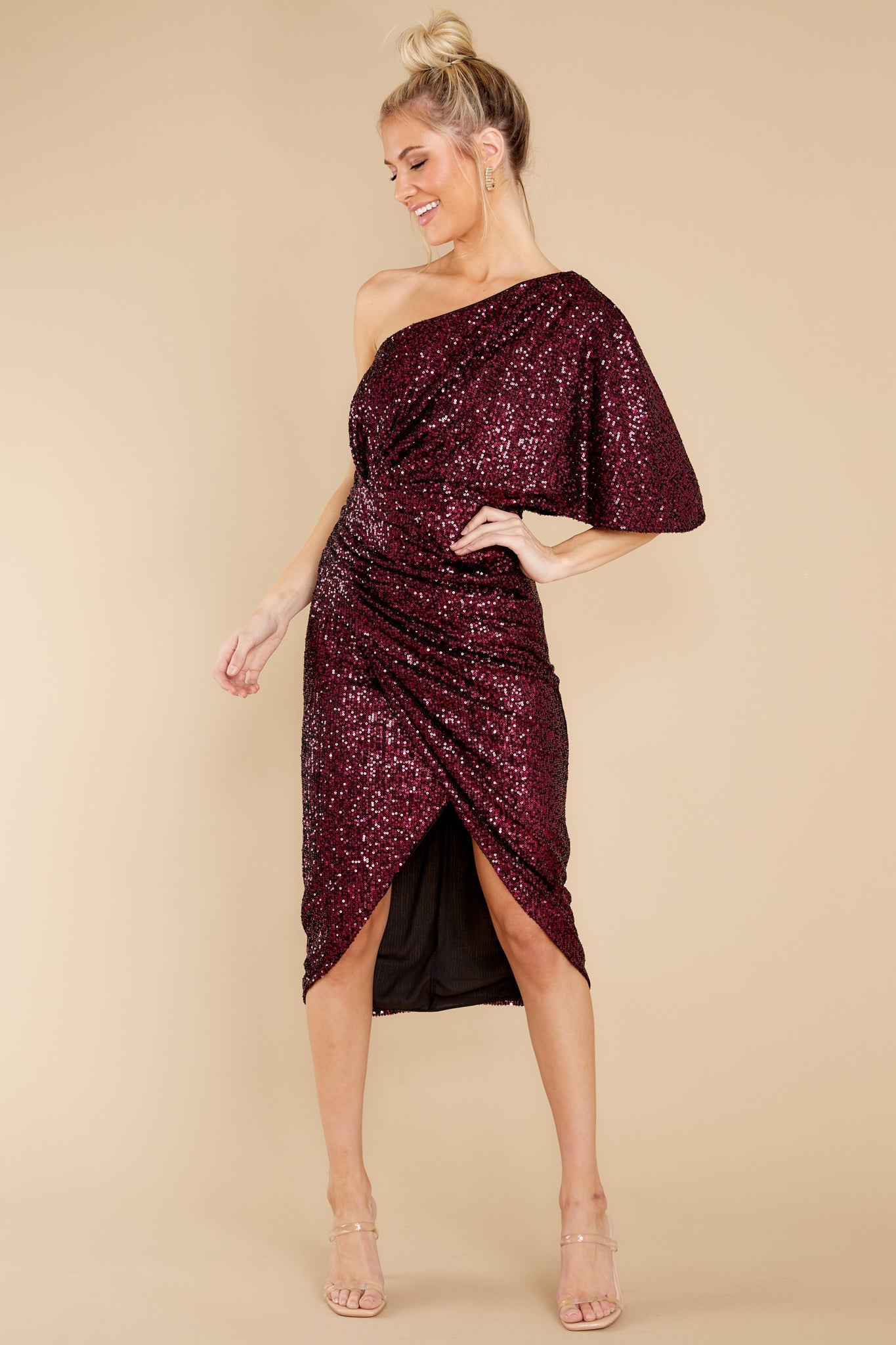 Without Rival Burgundy Sequin Dress