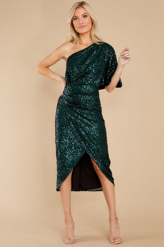 Without Rival Emerald Green Sequin Dress