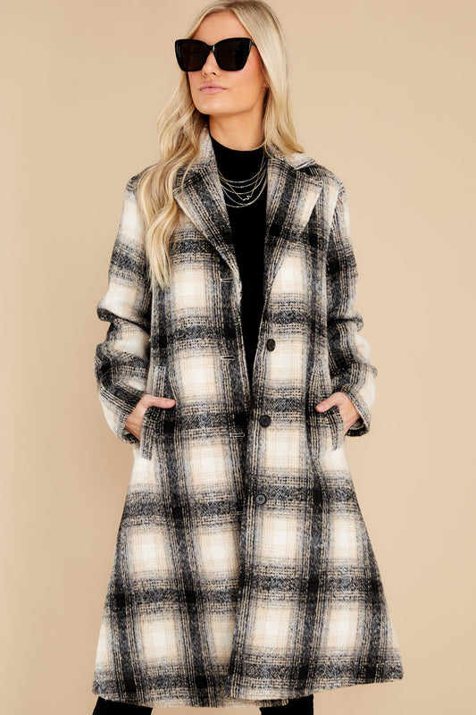 Never Too Cold Beige Plaid Coat