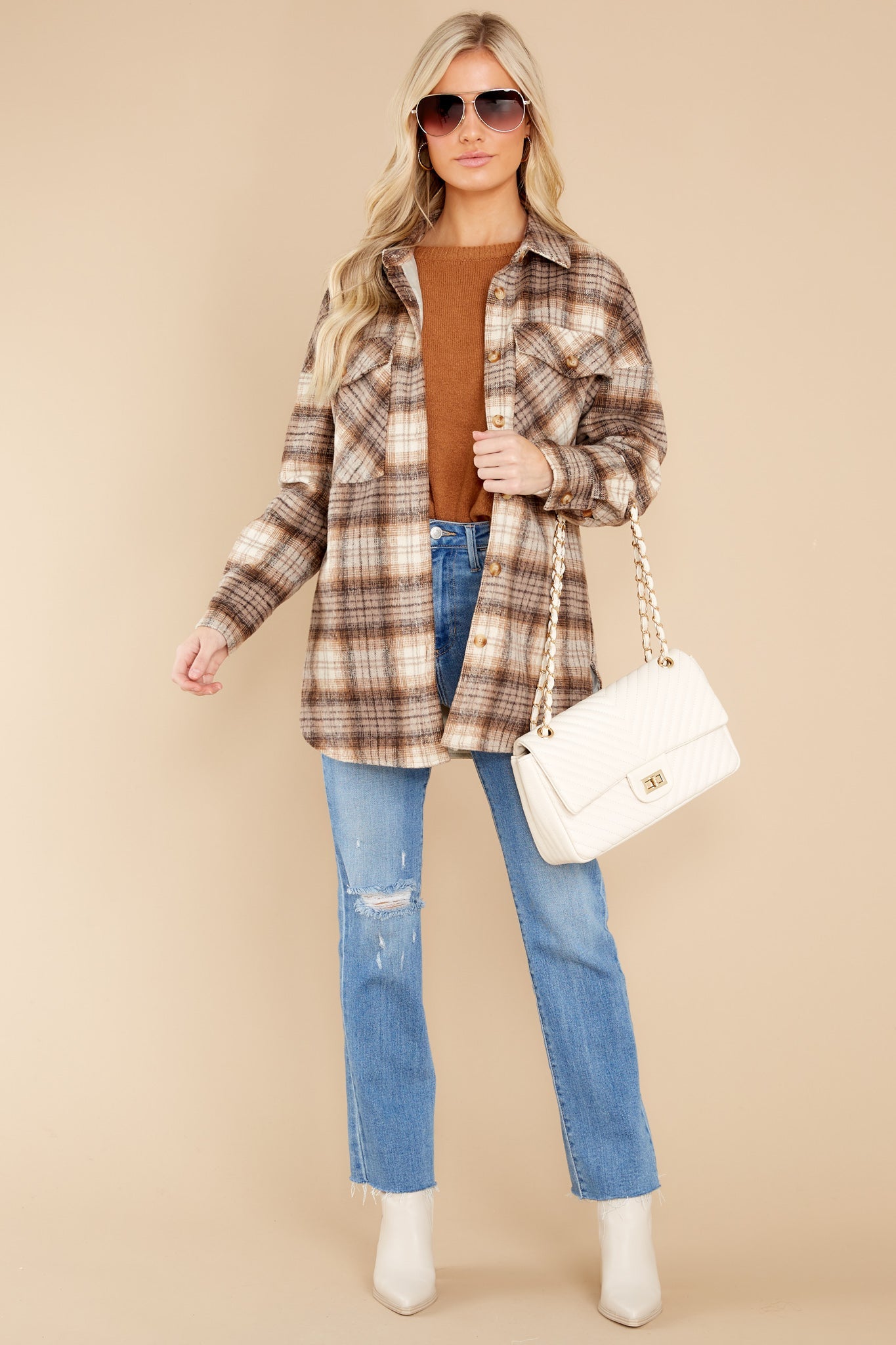 Rock It Any Day Brown Plaid Shacket