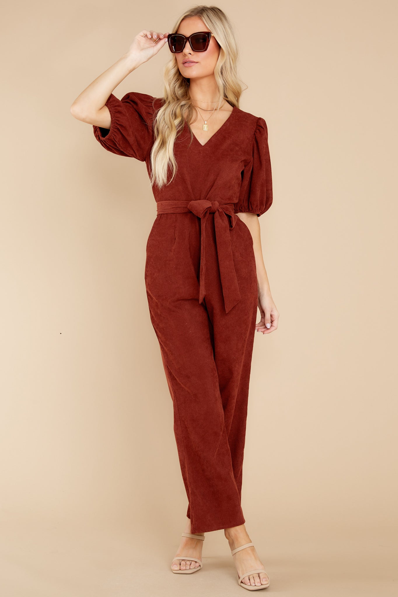 Give A Hint Brown Jumpsuit