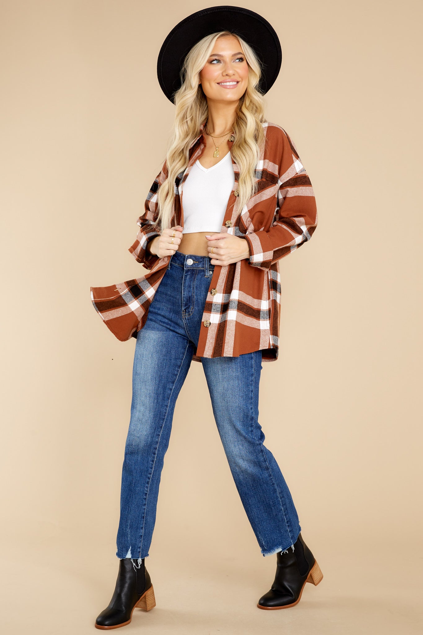 In The Maize Rust Plaid Top