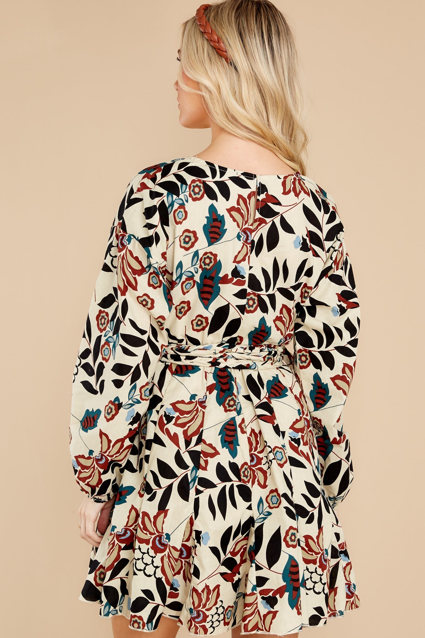 Love's Return Beige Multi Print Dress