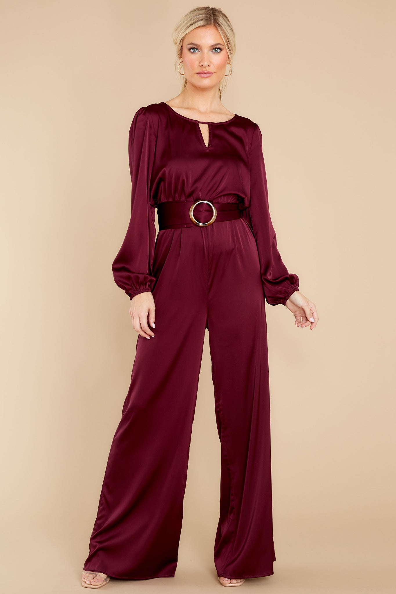 Glance Of Elegance Burgundy Jumpsuit