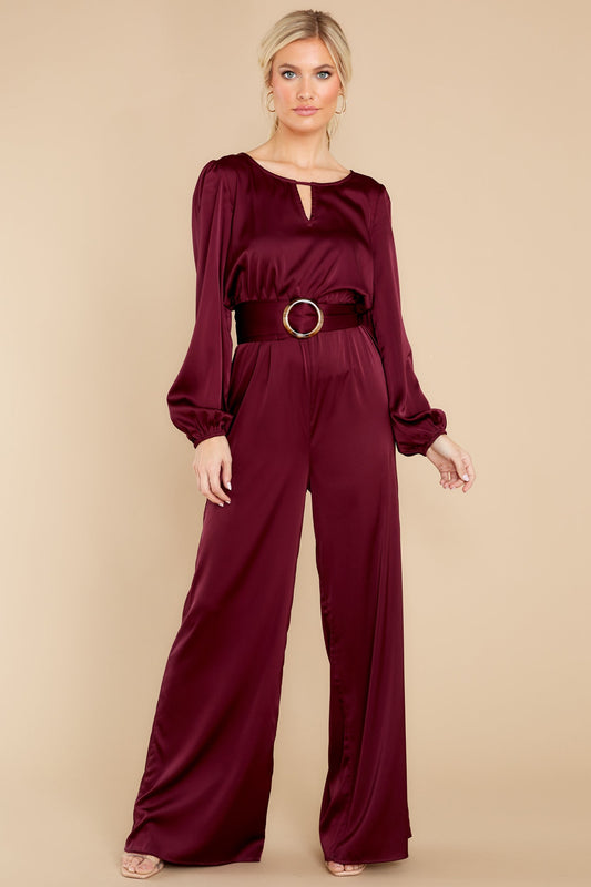 Glance Of Elegance Burgundy Jumpsuit