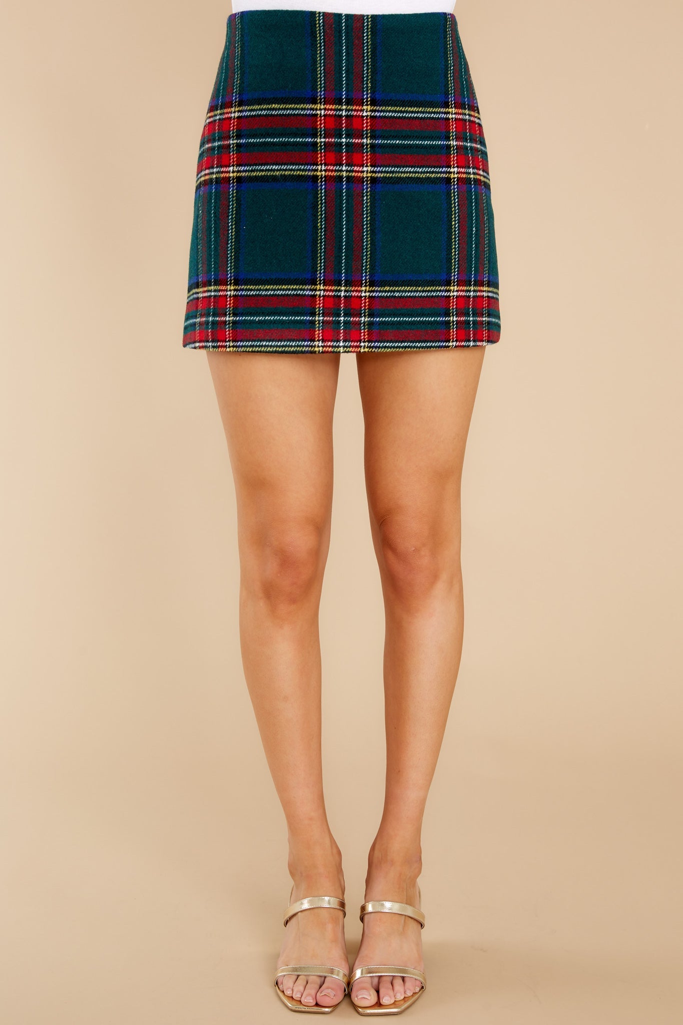 Taking The Reins Green Plaid Skirt