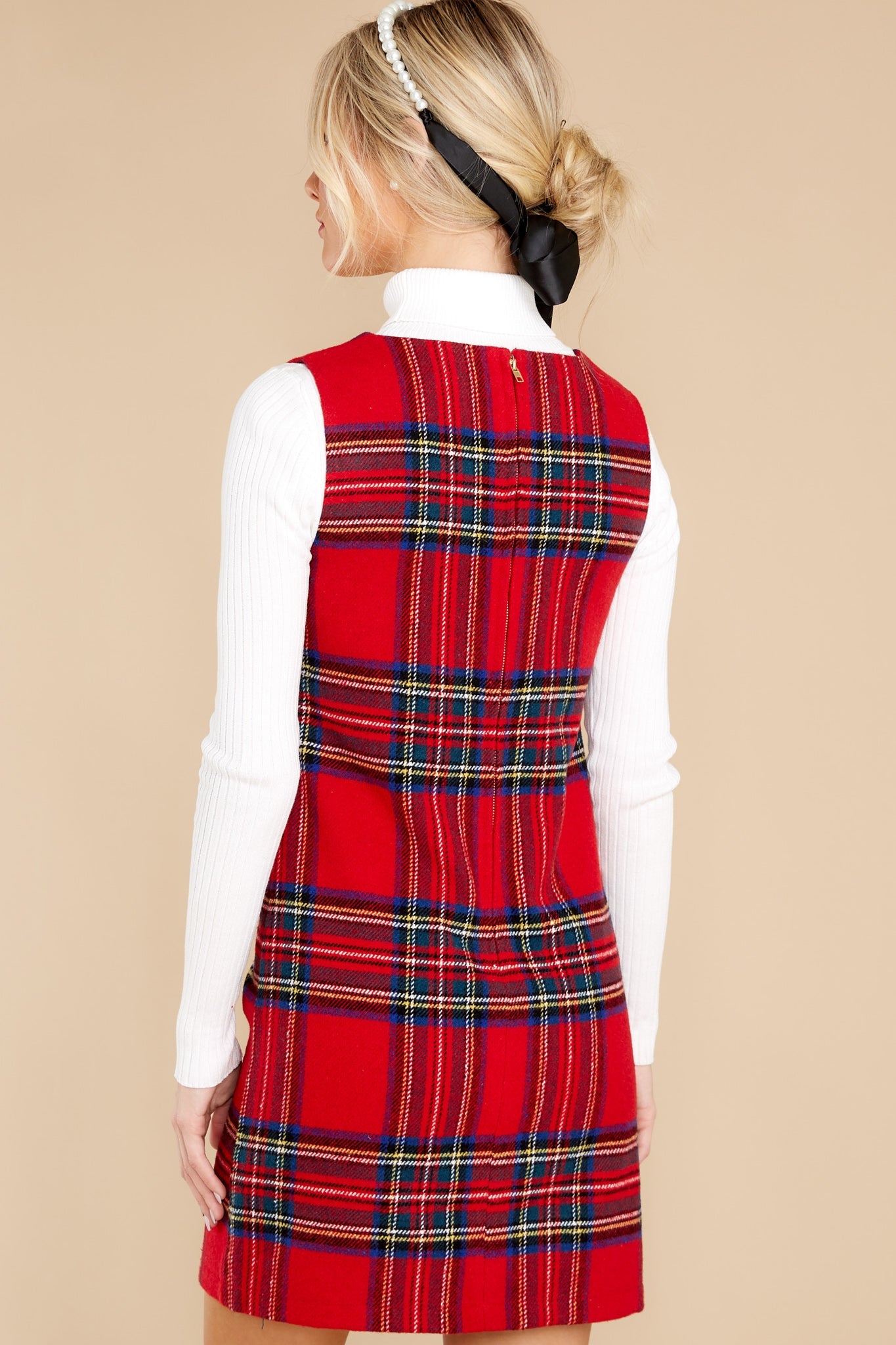 Sentimental Feeling Red Plaid Dress