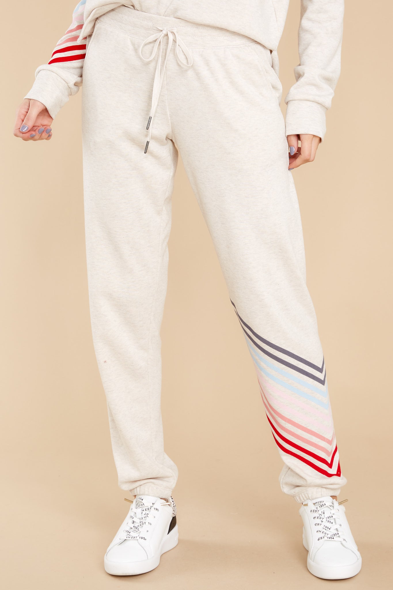 Catch My Flight Oatmeal Multi Stripe Joggers