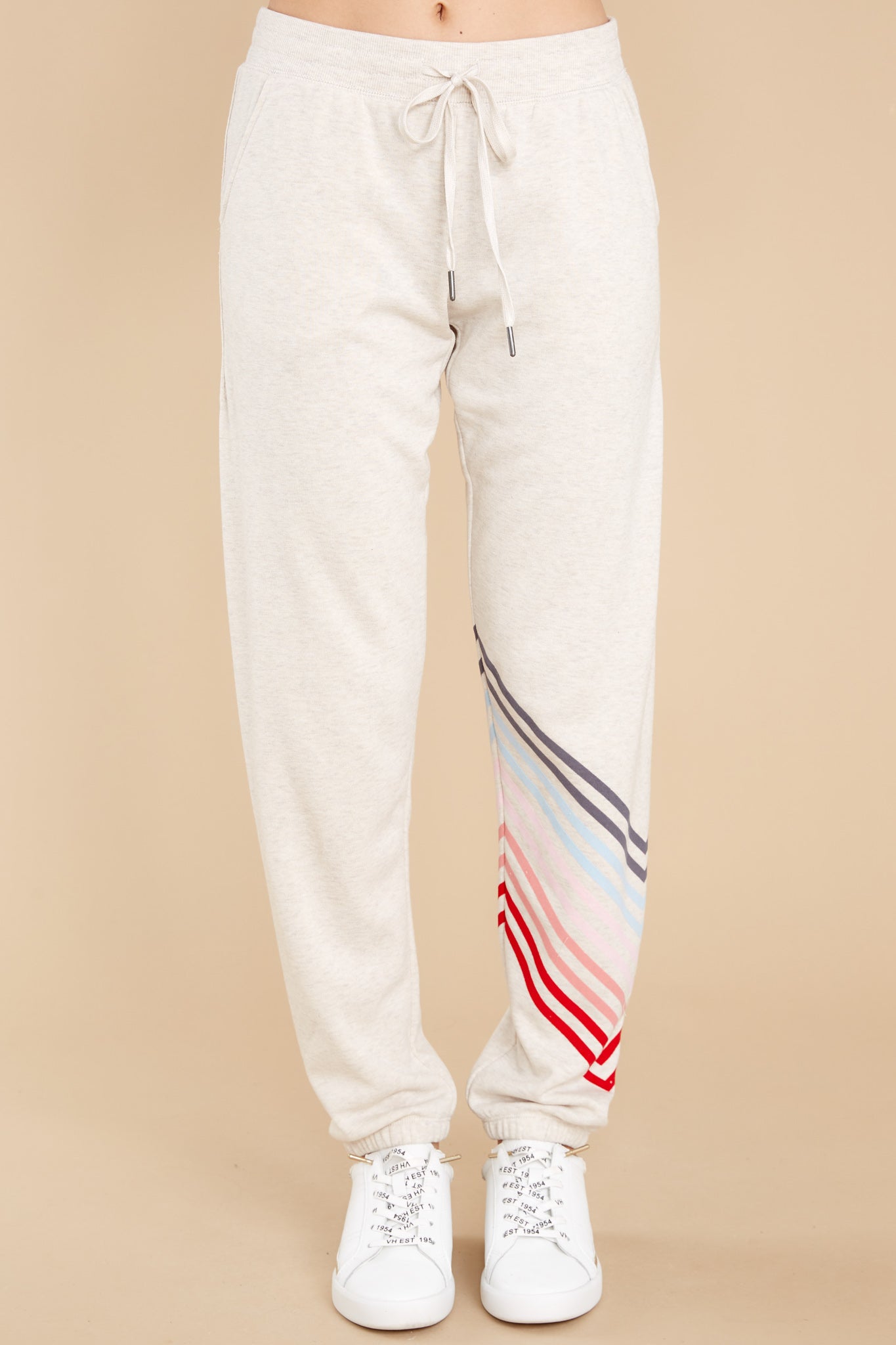 Catch My Flight Oatmeal Multi Stripe Joggers