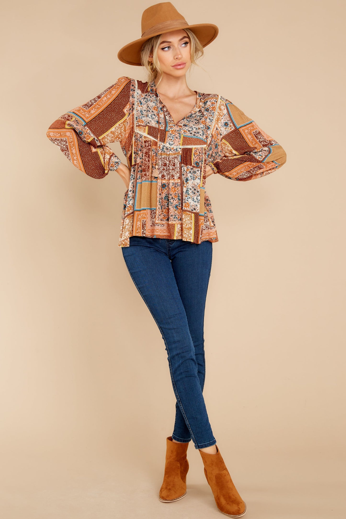 In The Mix Mustard Multi Print Top