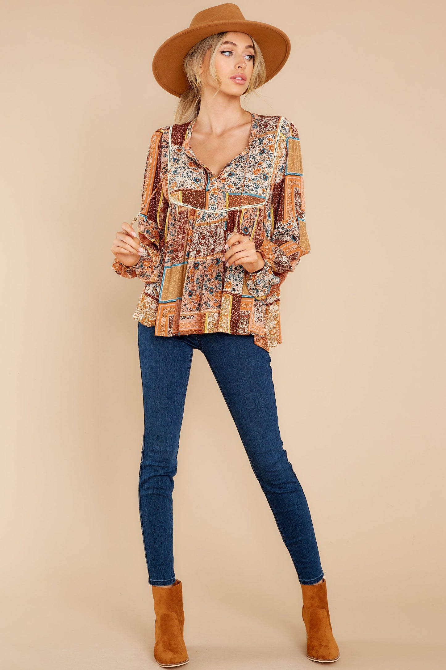 In The Mix Mustard Multi Print Top