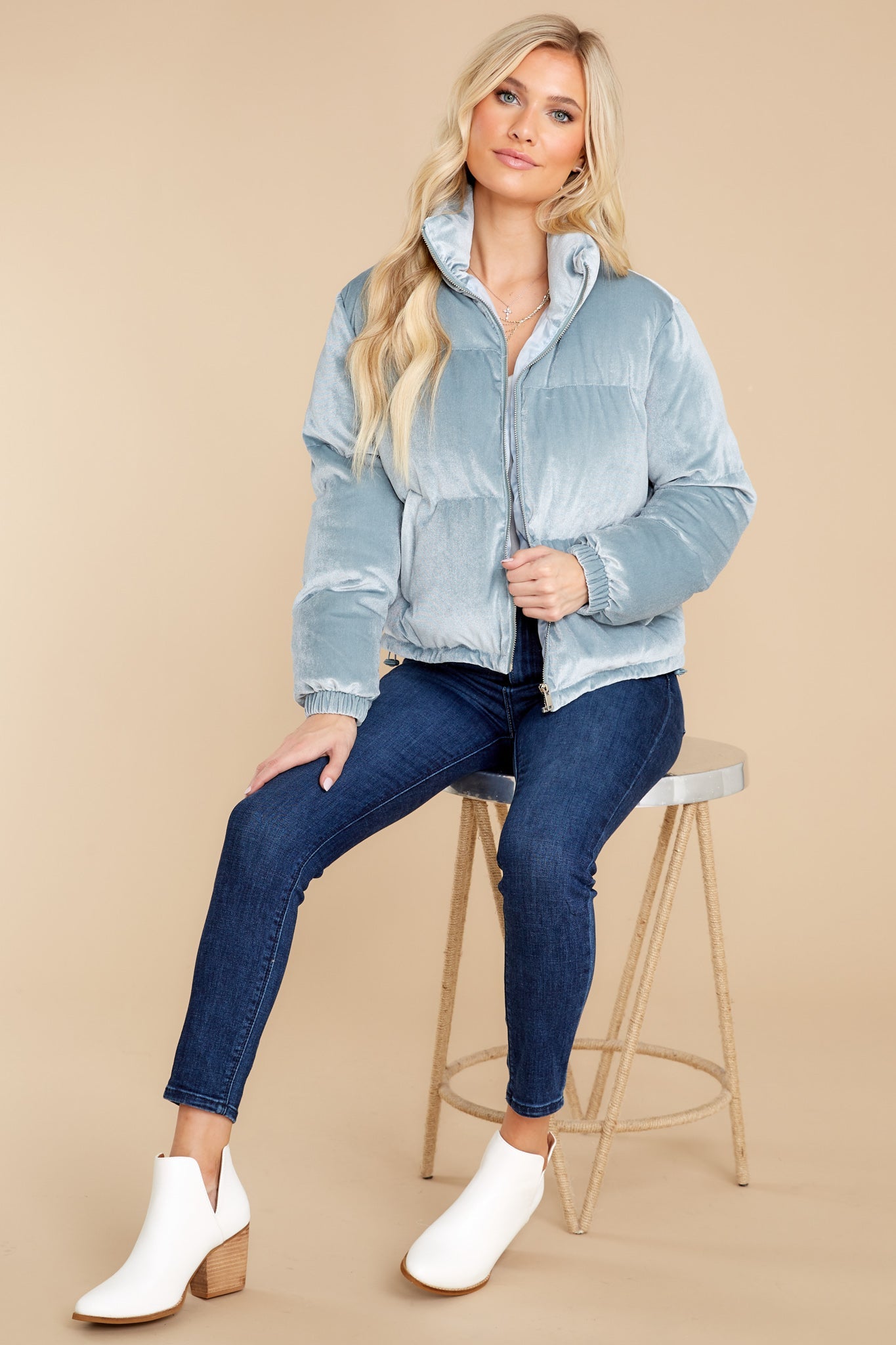 Ready For The Chill Dusty Blue Puffer Jacket