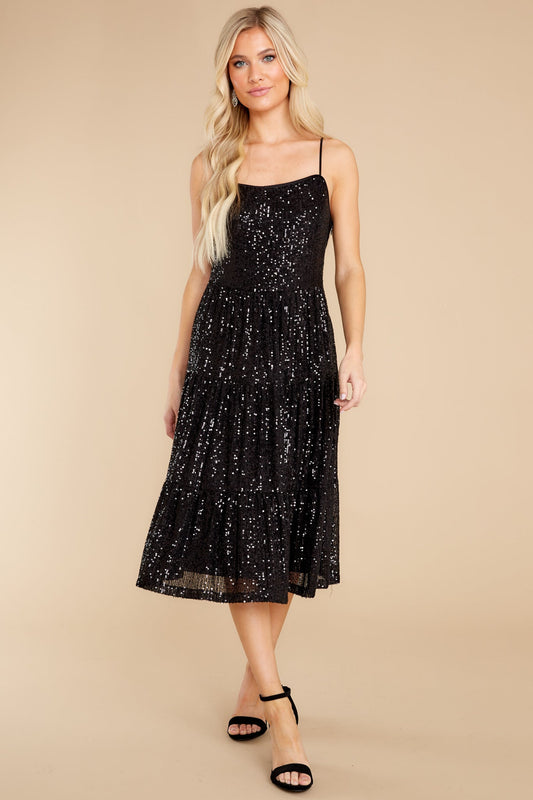 Timeless Favorite Black Sequin Midi Dress