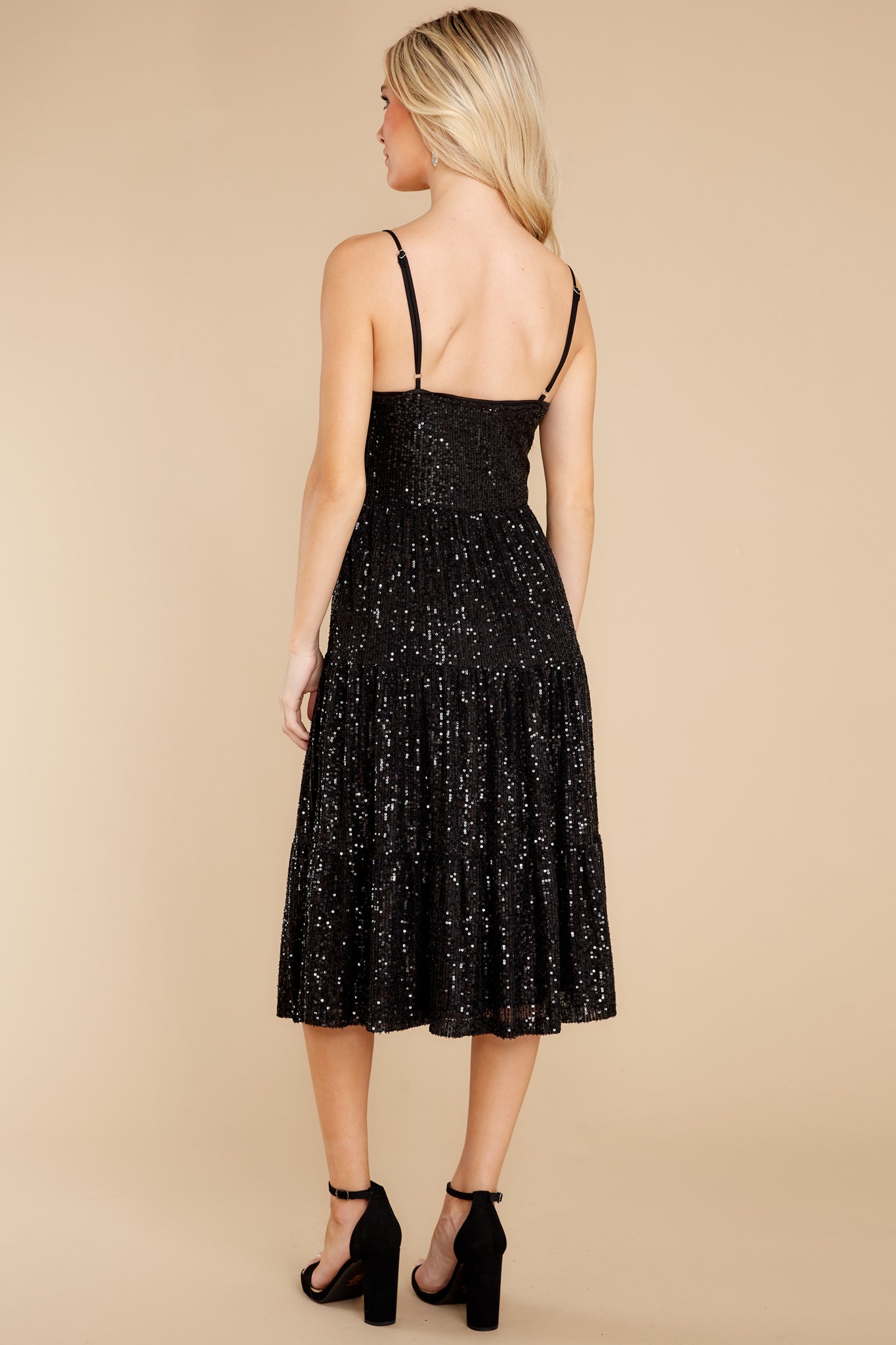 Timeless Favorite Black Sequin Midi Dress