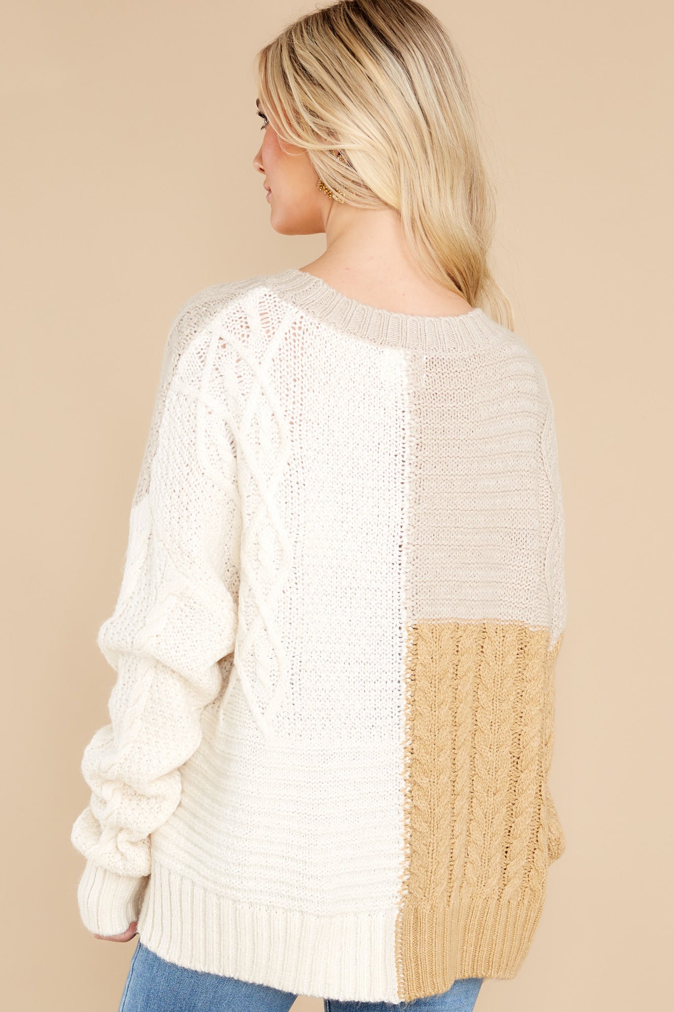 The Snuggle Is Real Ivory Colorblock Sweater