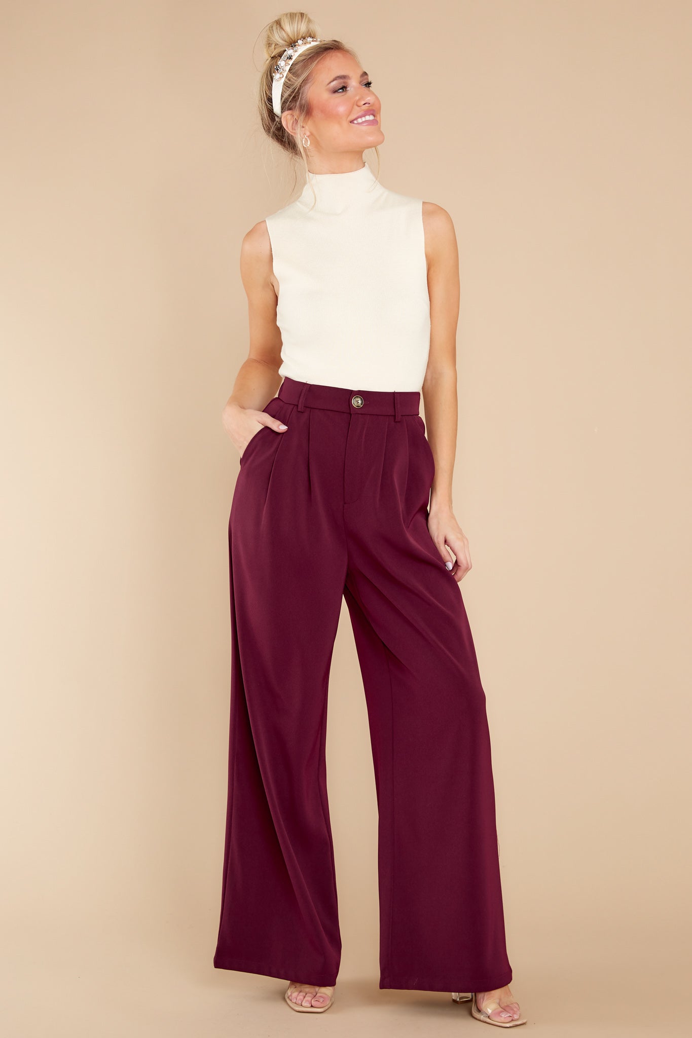 Walk By Me Merlot Pants