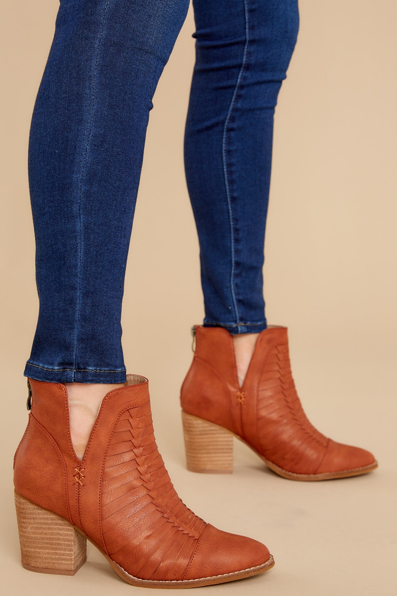 Stunning Steps Cognac Ankle Booties