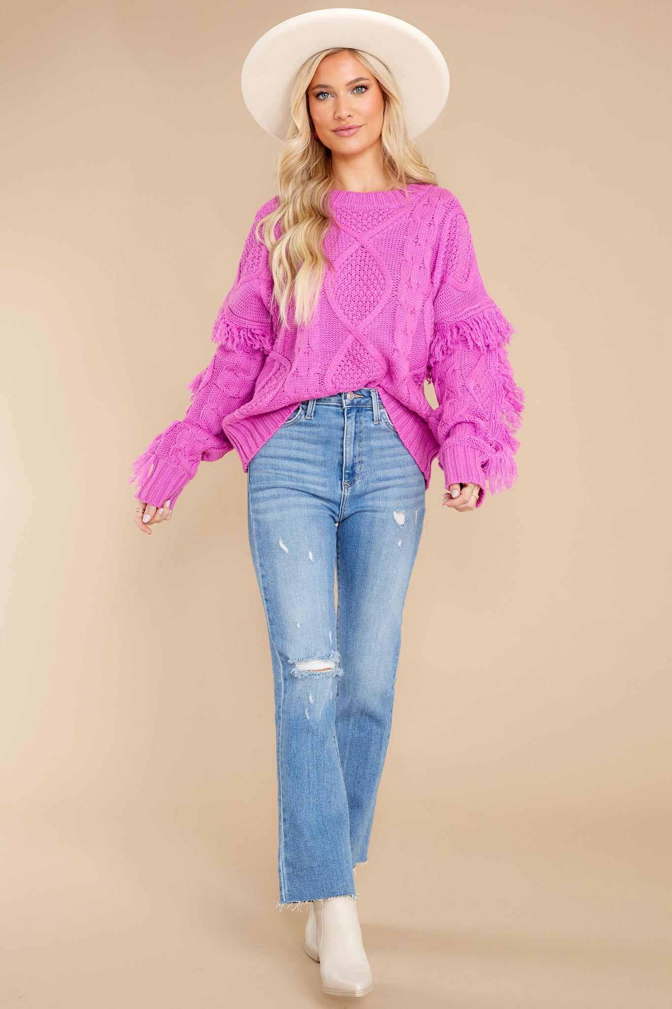 Keep Them Coming Fuchsia Sweater