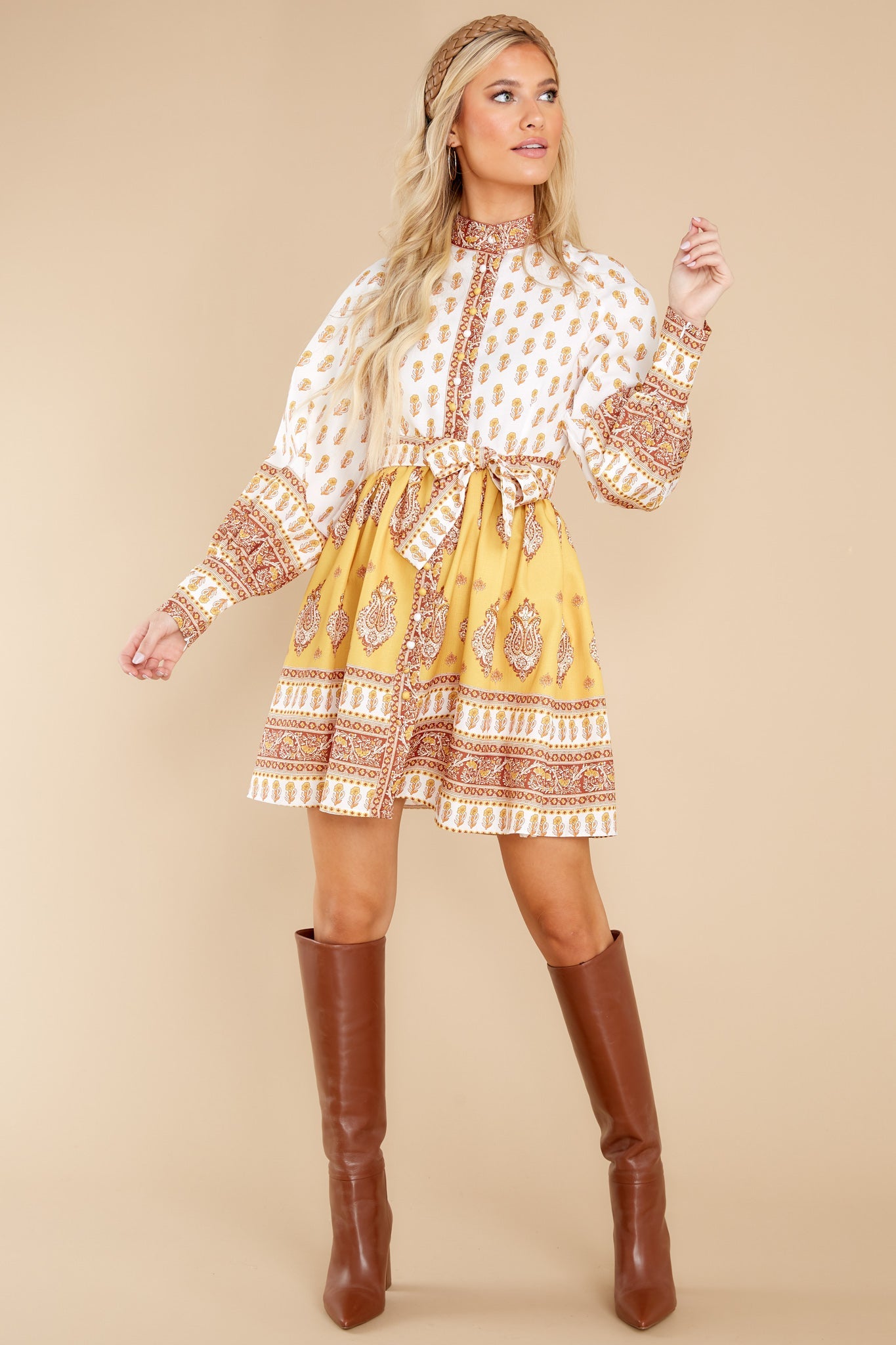 Beginning A Journey Yellow Multi Print Dress