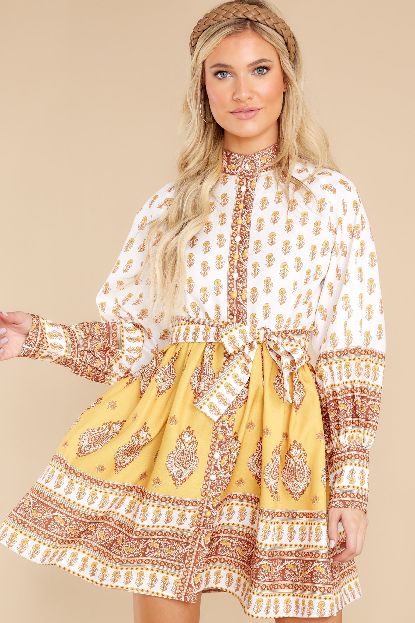 Beginning A Journey Yellow Multi Print Dress