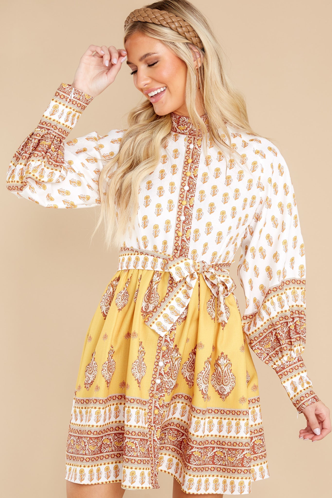 Beginning A Journey Yellow Multi Print Dress