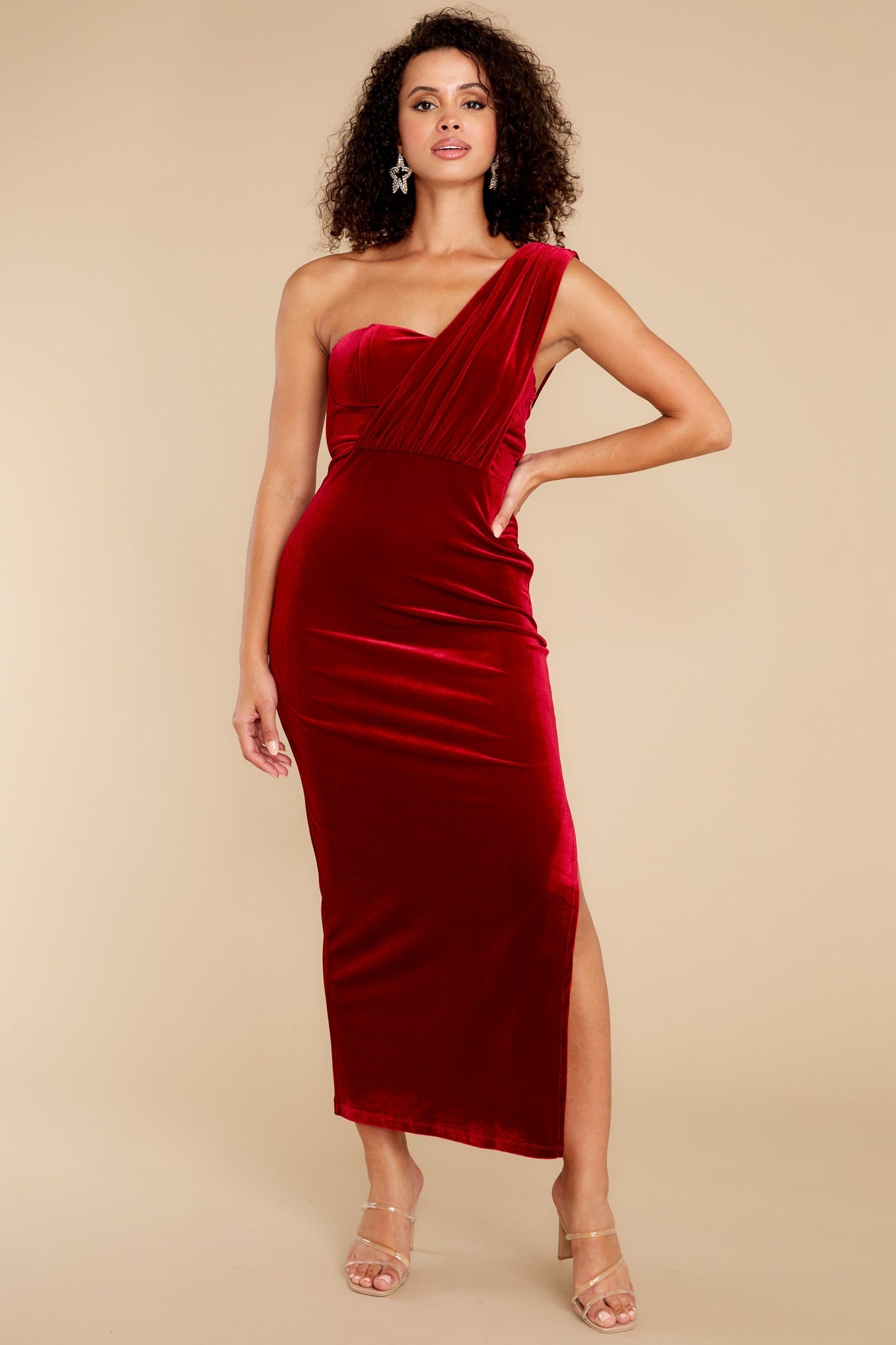 Flawless Beauty Red Velvet Maxi Dress