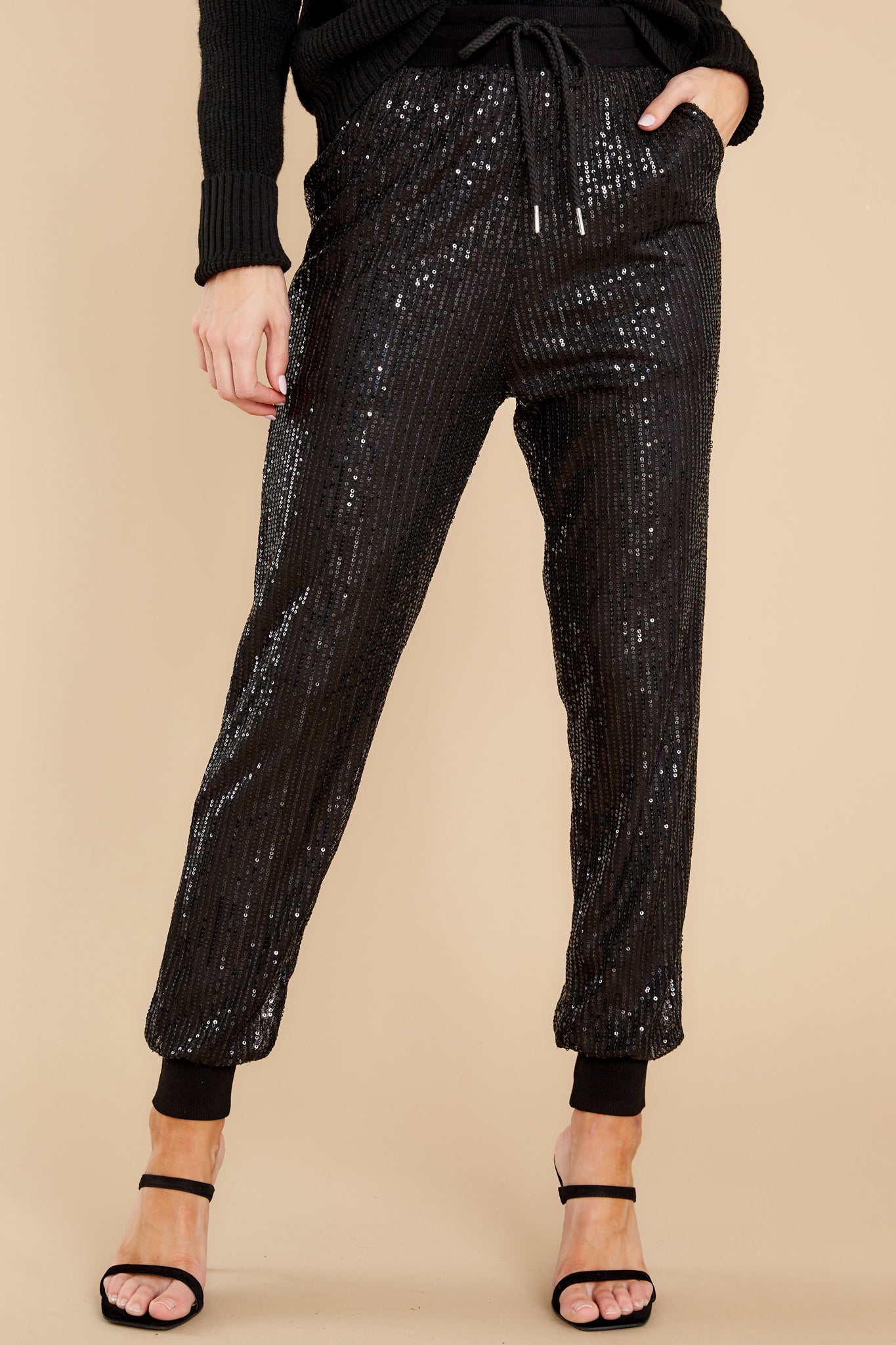 Marquee Glitter Black Sequin Pants