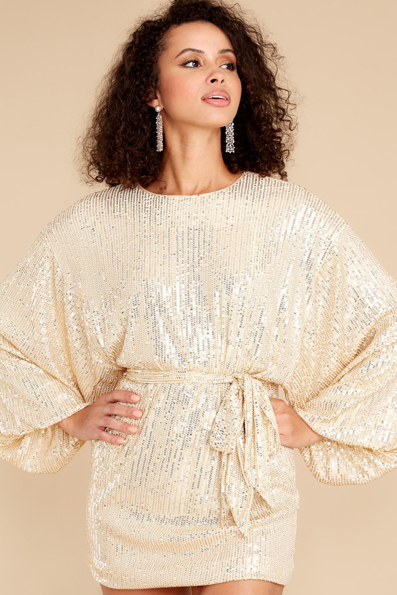 Twinkle And Sparkle Gold Sequin Dress