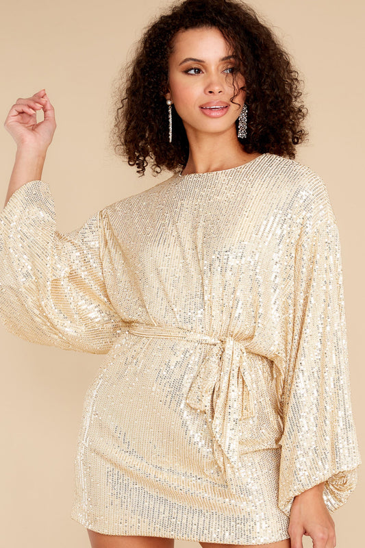 Twinkle And Sparkle Gold Sequin Dress