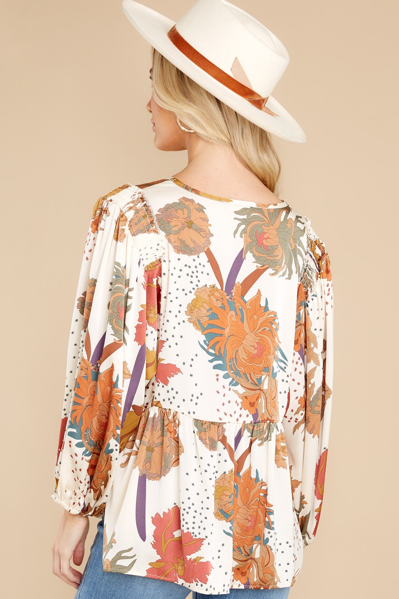 Sweet Sophistication Ivory Floral Print Top