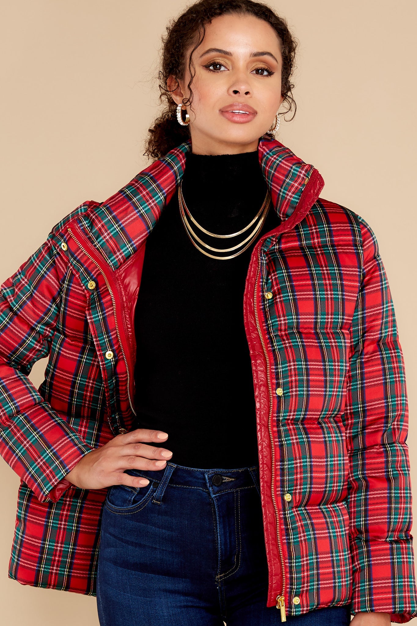 Cole Tartan Plaid Puffer Coat