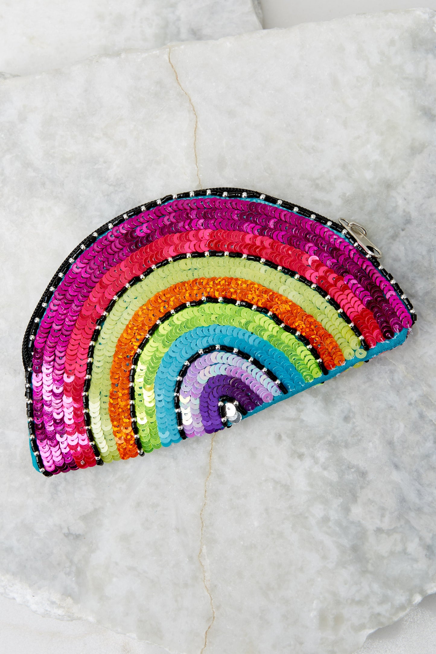Color The Sky Rainbow Multi Beaded Pouch