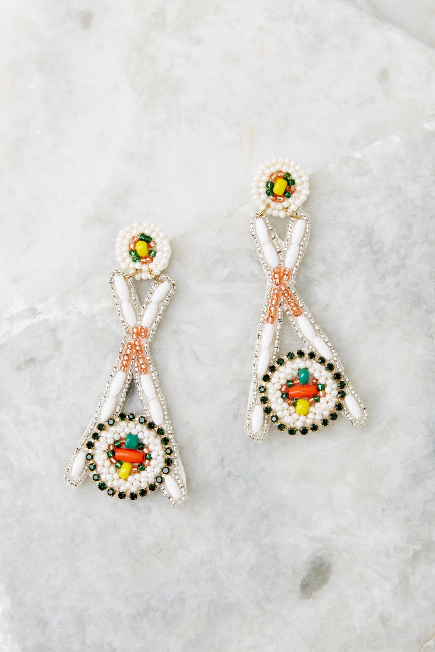 Cossimo Roll White Multi Beaded Earrings