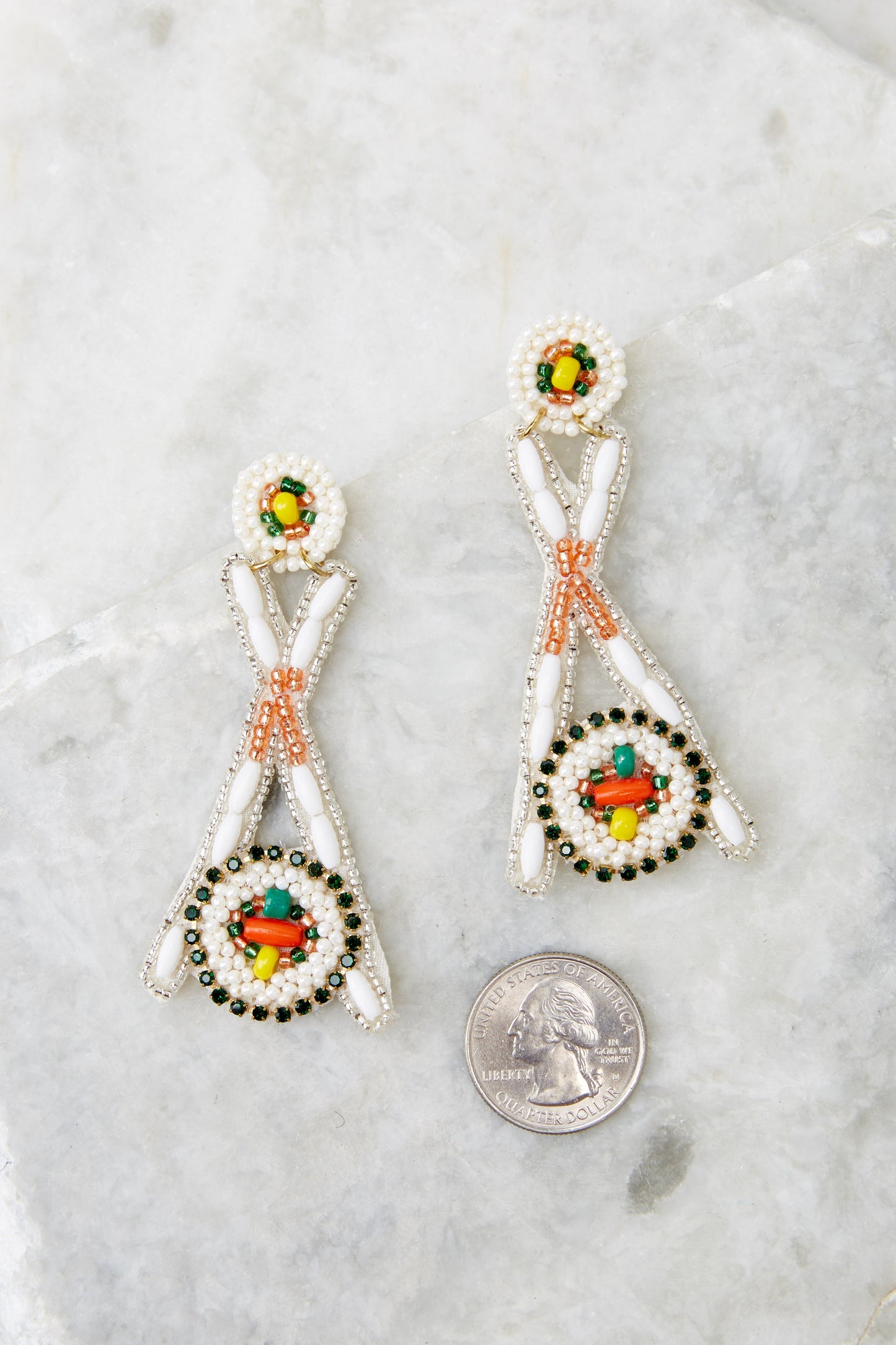 Cossimo Roll White Multi Beaded Earrings