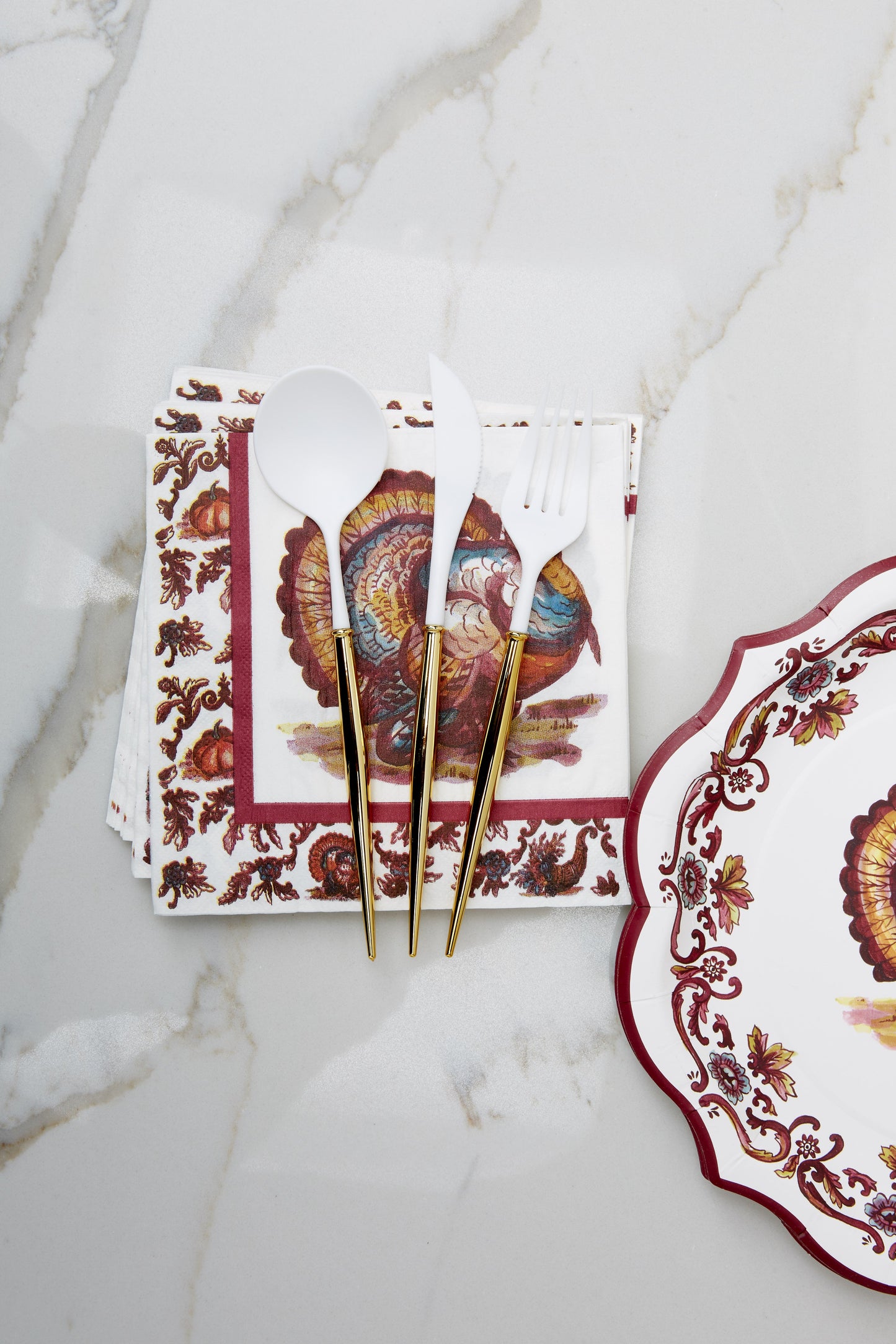 Bella White And Gold Flatware