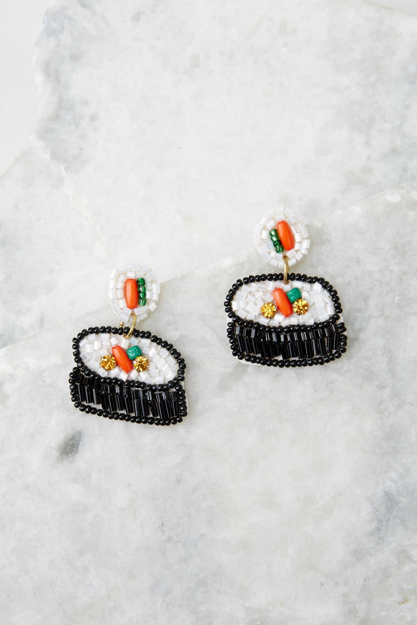 San Antonio Roll Black Beaded Earrings