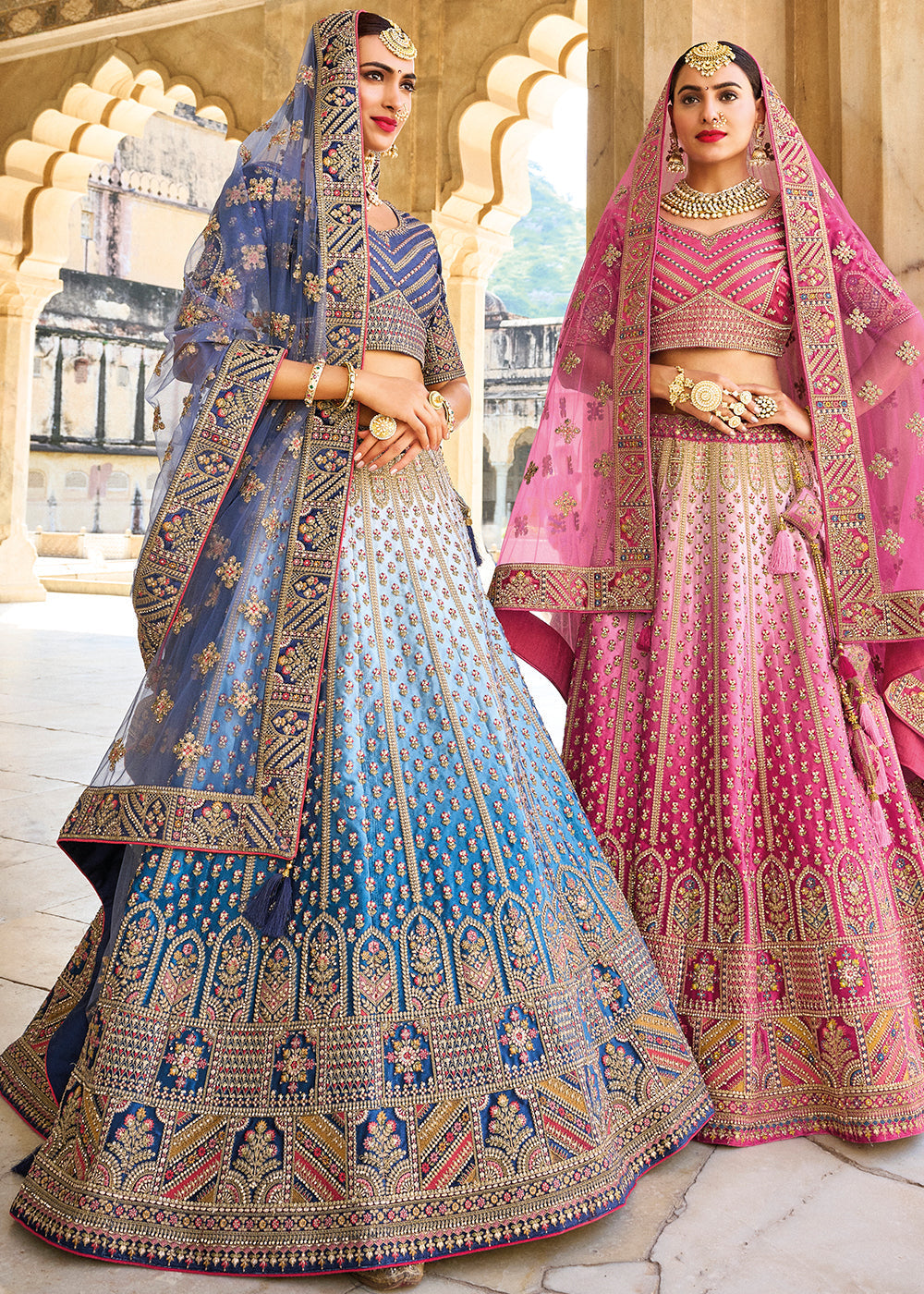 Shades Of Blue Velvet Lehenga Choli with Heavy Embroidery Work