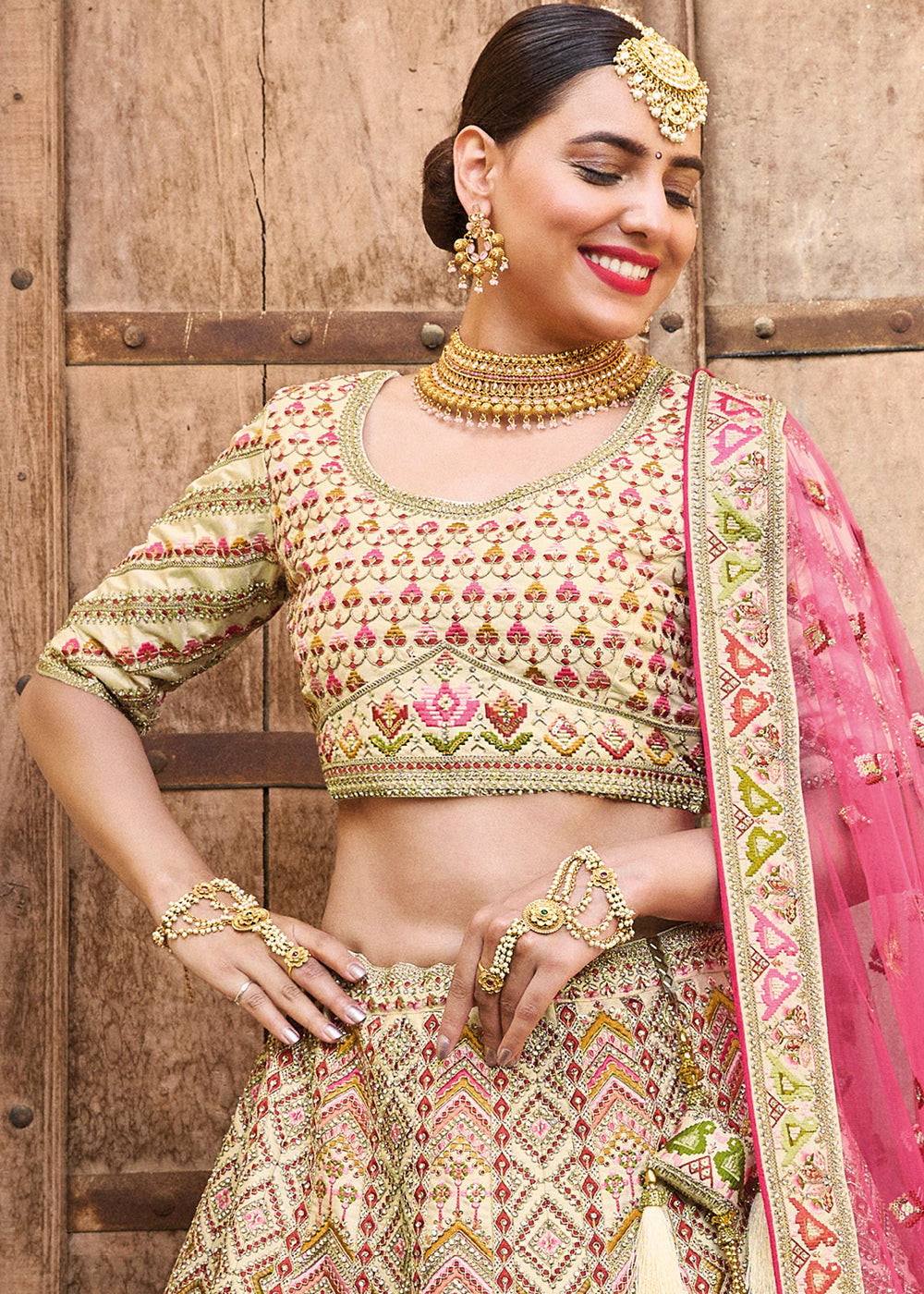 Ivory White Banarasi Silk Lehenga Choli with Heavy Embroidery Work