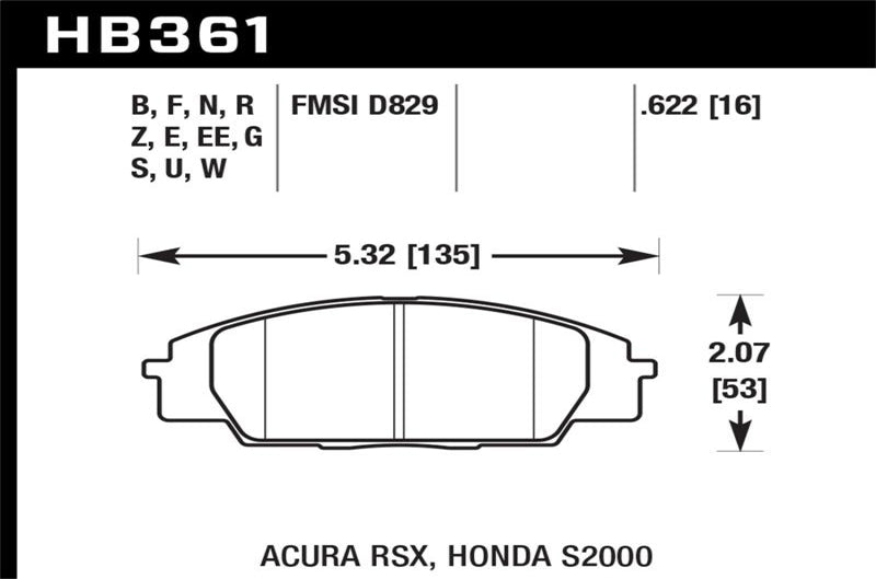 Hawk DTC-70 Race Front Brake Pads for 02-06 Acura RSX | 06-11 Honda Si | 00-09 S2000 (hawkHB361U.622)